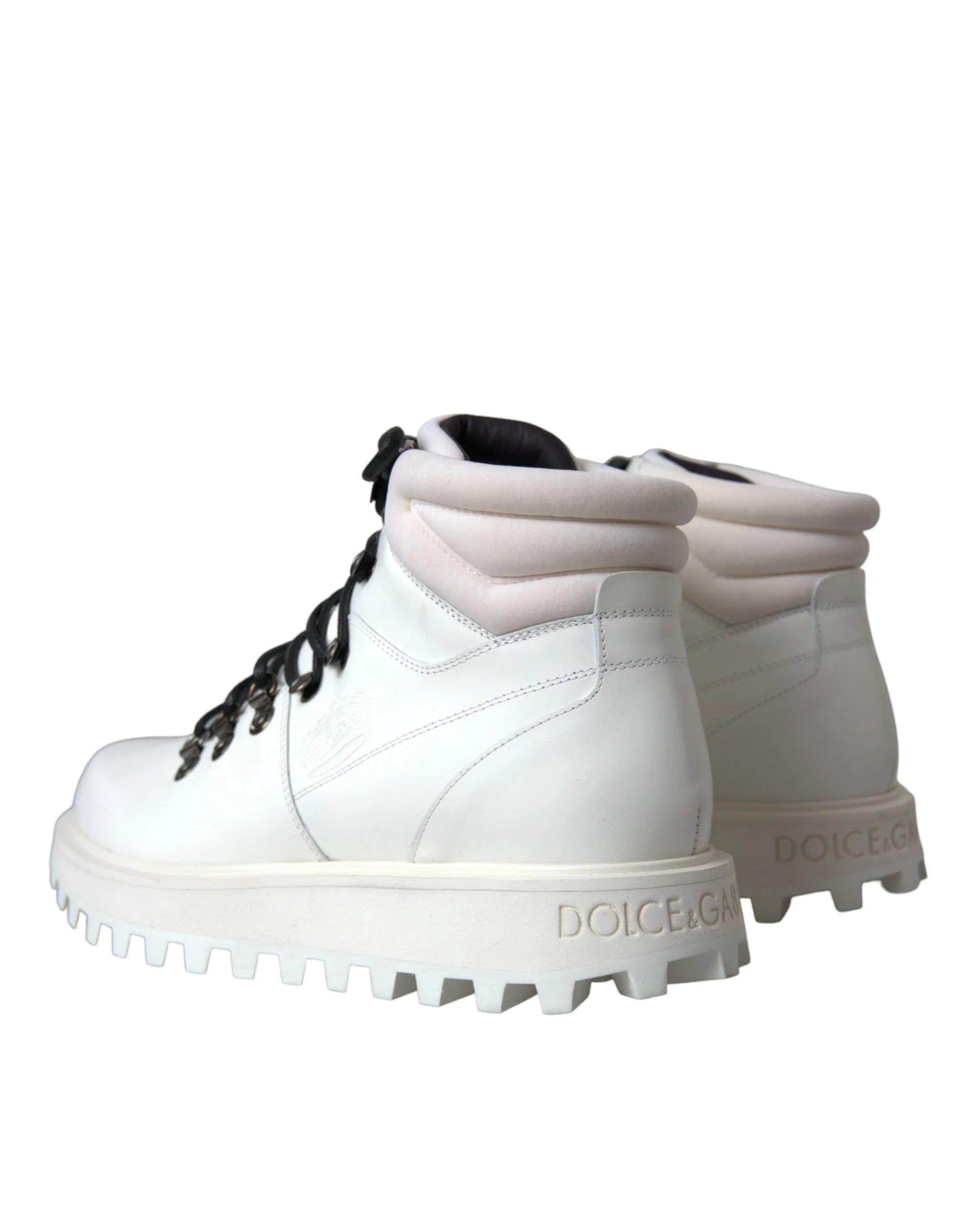 Dolce & Gabbana White Vulcano Trekking Men Ankle Boots Shoes LUNESCAPE