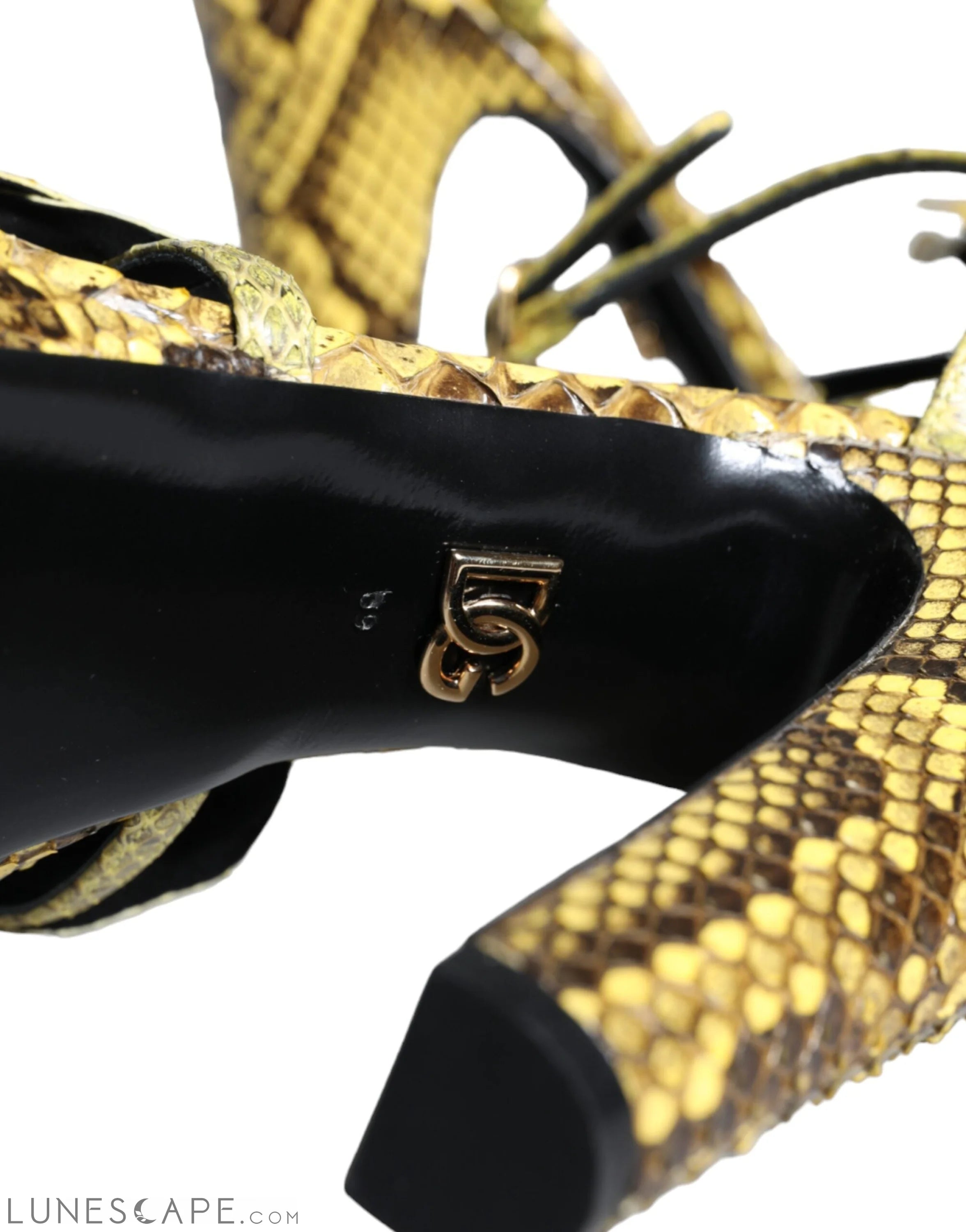 Dolce & Gabbana Yellow Exotic Leather Ankle Strap Heels Sandals Shoes LUNESCAPE
