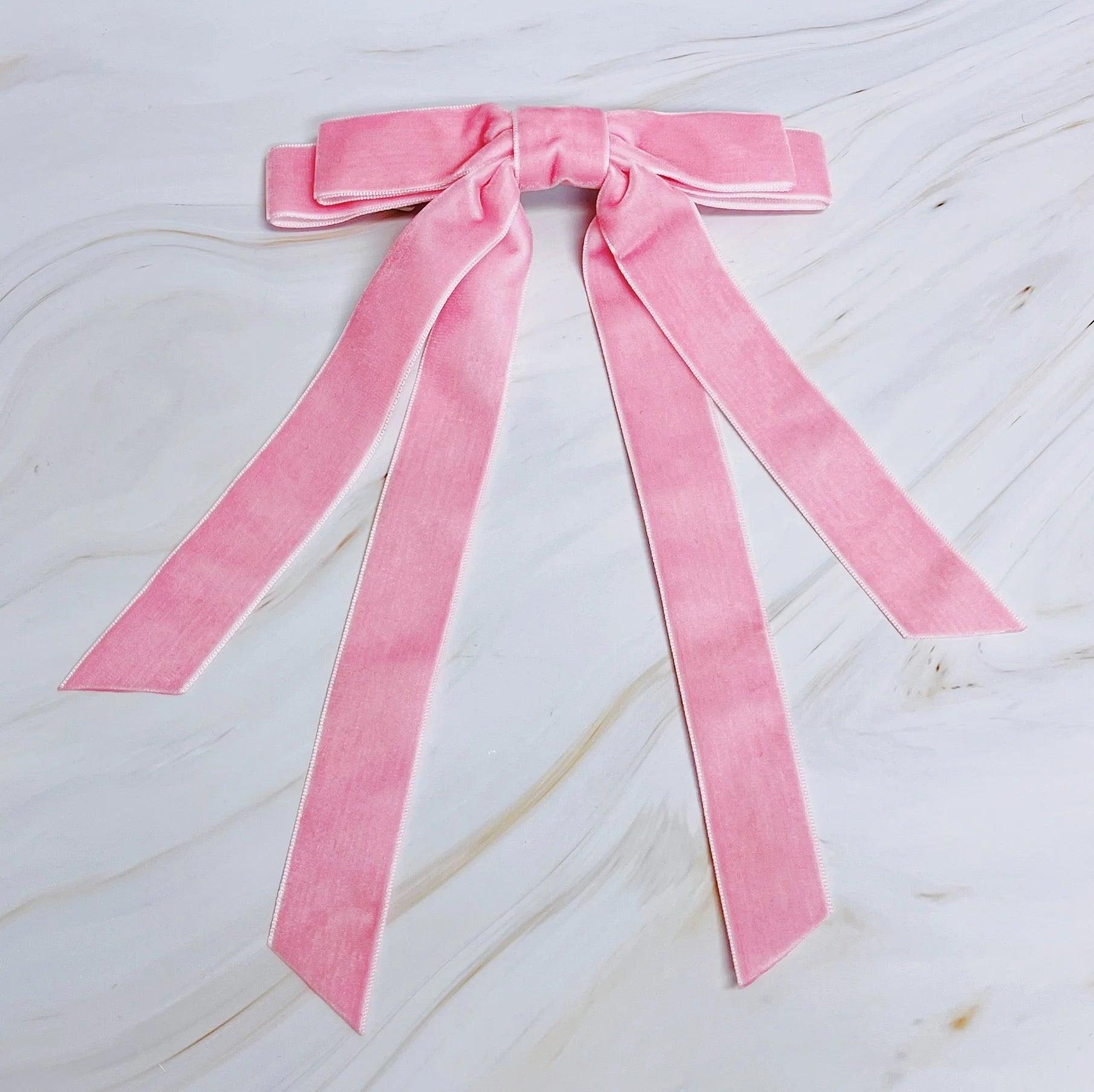 Double Bow Double Sash Velvet Hair Clip LUNESCAPE