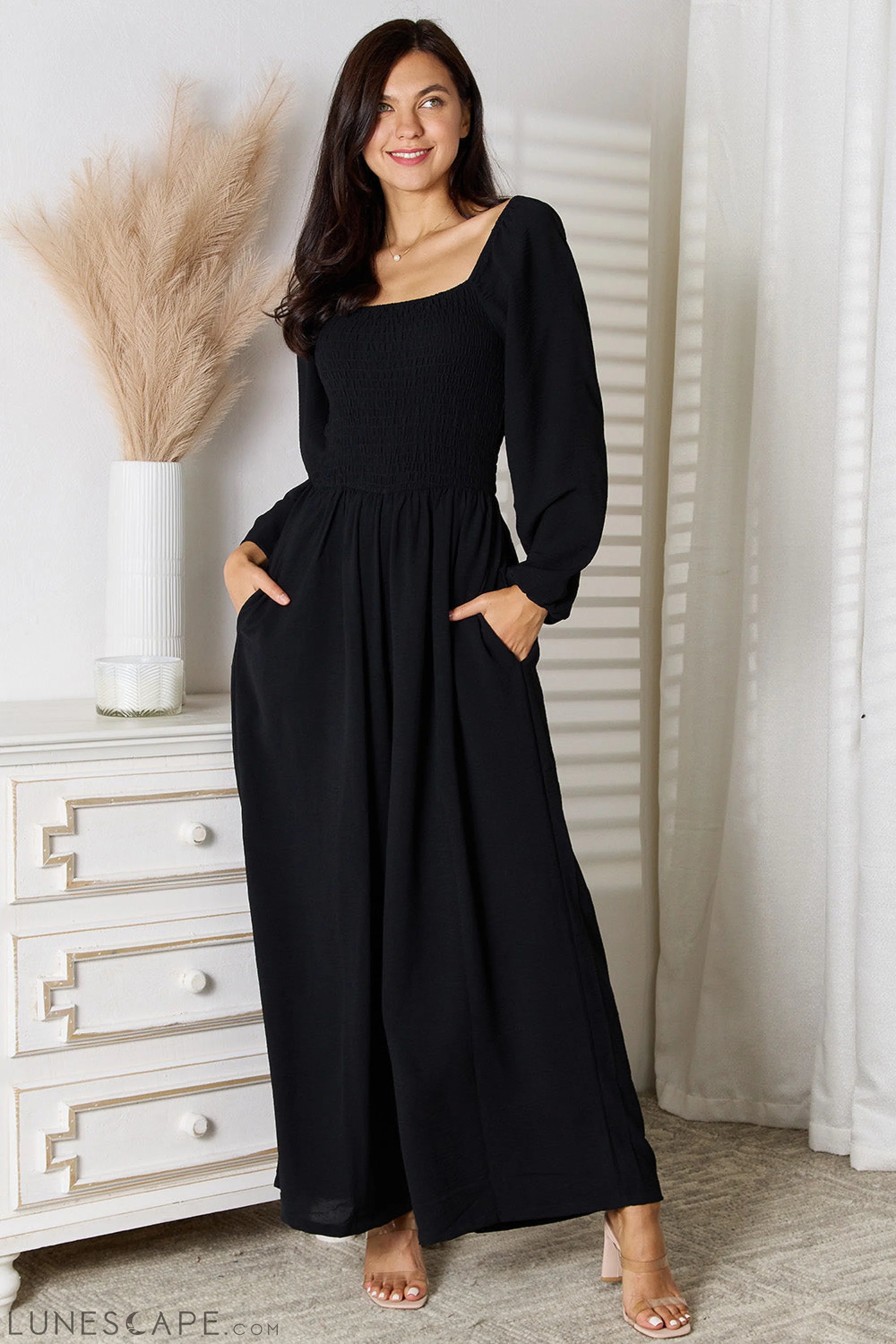 Double Take Square Neck Jumpsuit with Pockets LUNESCAPE