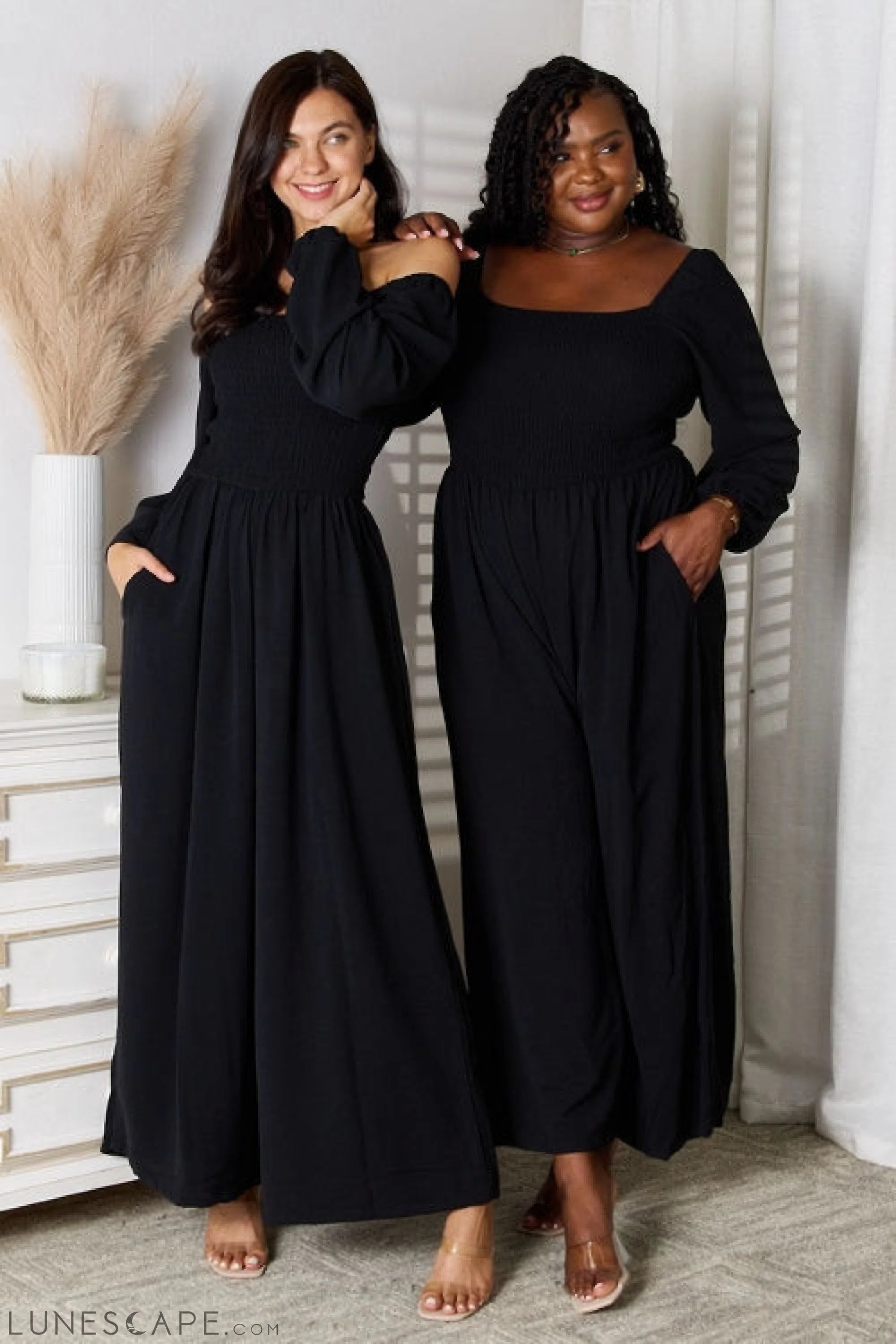 Double Take Square Neck Jumpsuit with Pockets LUNESCAPE