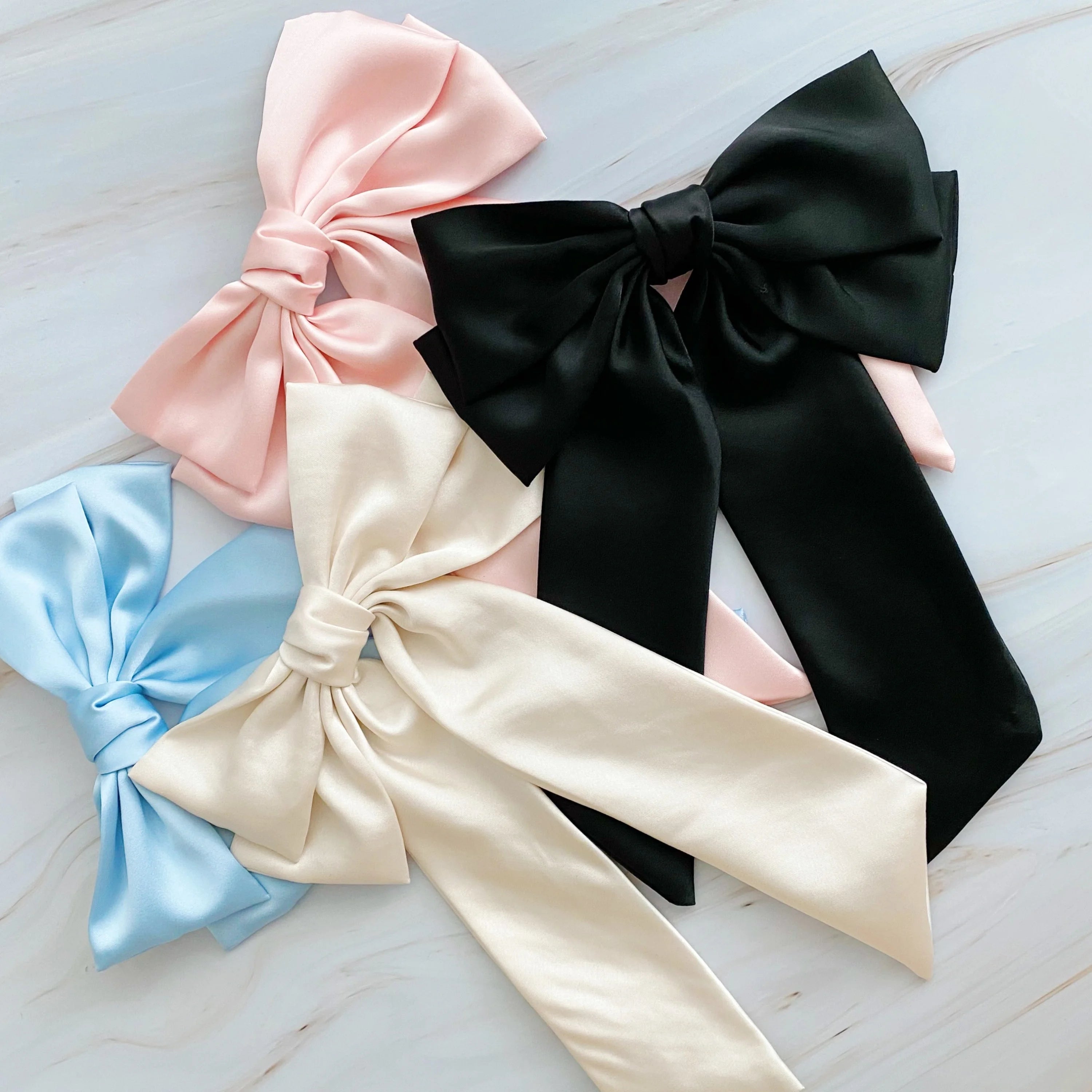 Doubled Satin Bow Hair Clip LUNESCAPE