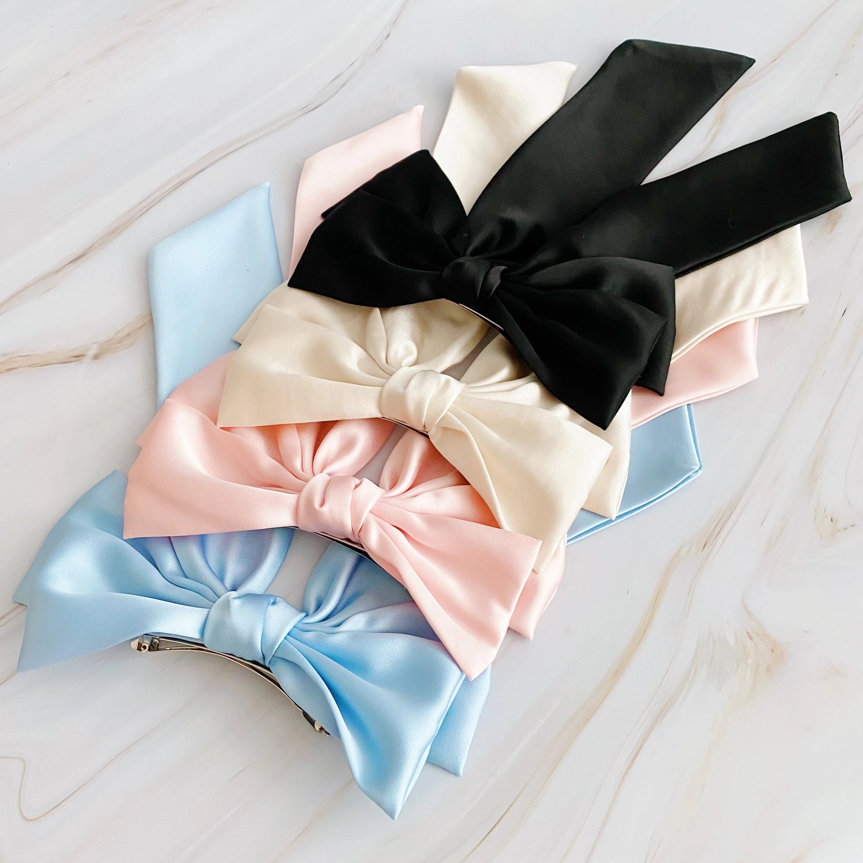 Doubled Satin Bow Hair Clip LUNESCAPE