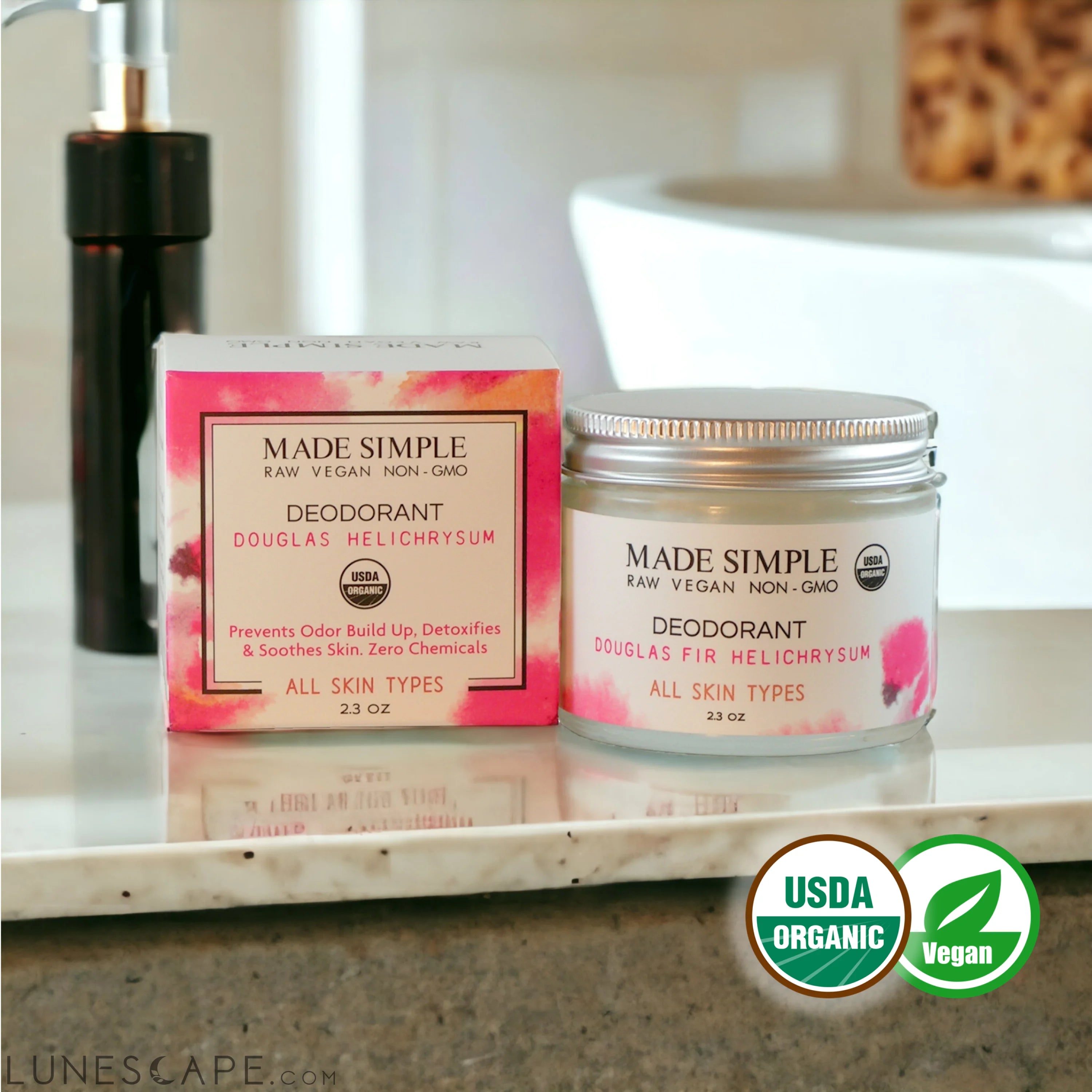 Douglas Fir Helichrysum Deodorant - Certified Organic & Vegan LUNESCAPE