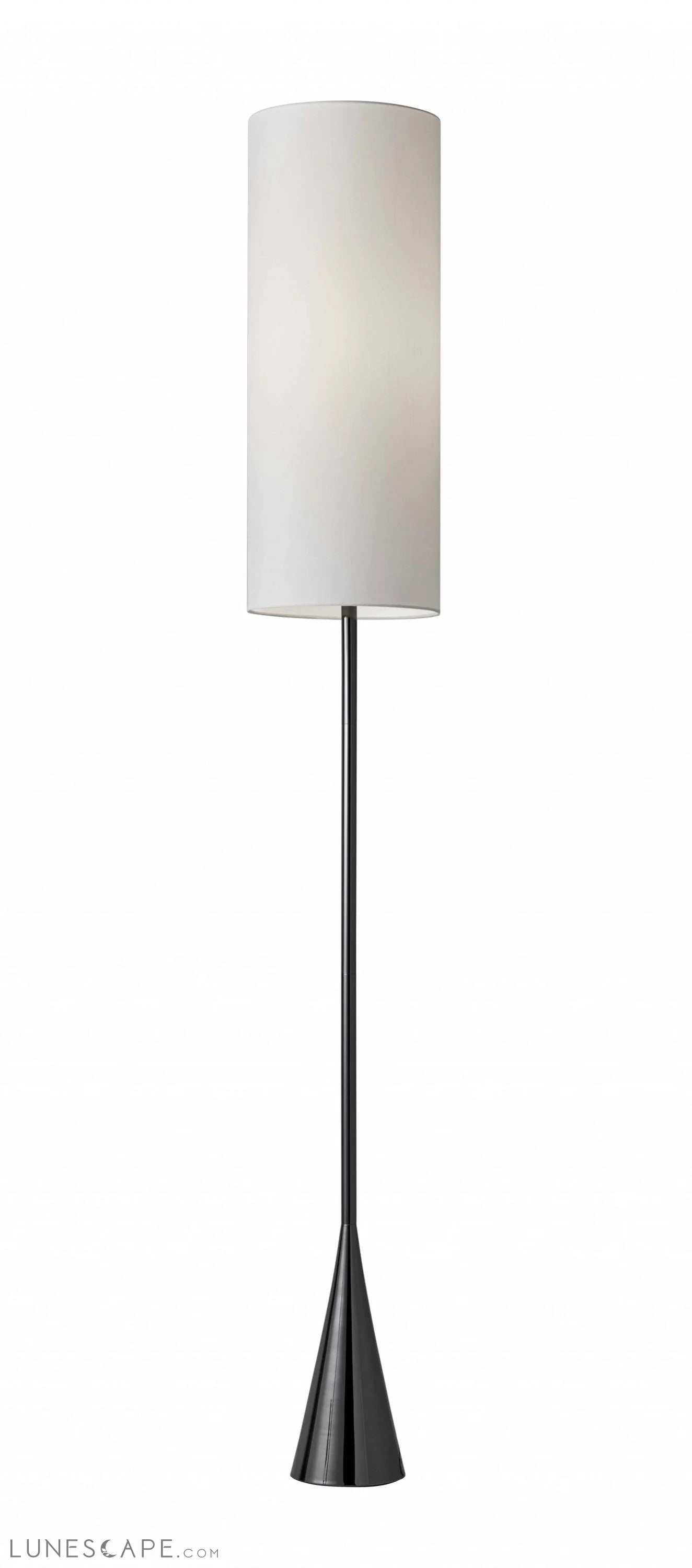 Dramatic Floor Lamp Bell Shaped Base in Black Nickel Finish Metal LUNESCAPE