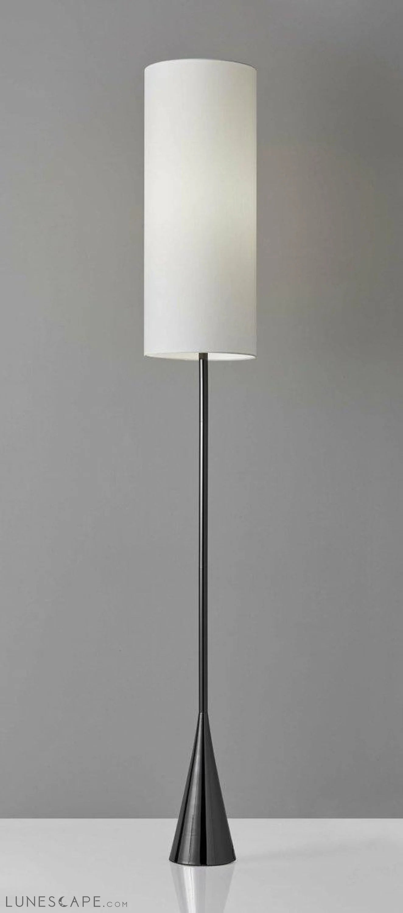 Dramatic Floor Lamp Bell Shaped Base in Black Nickel Finish Metal LUNESCAPE