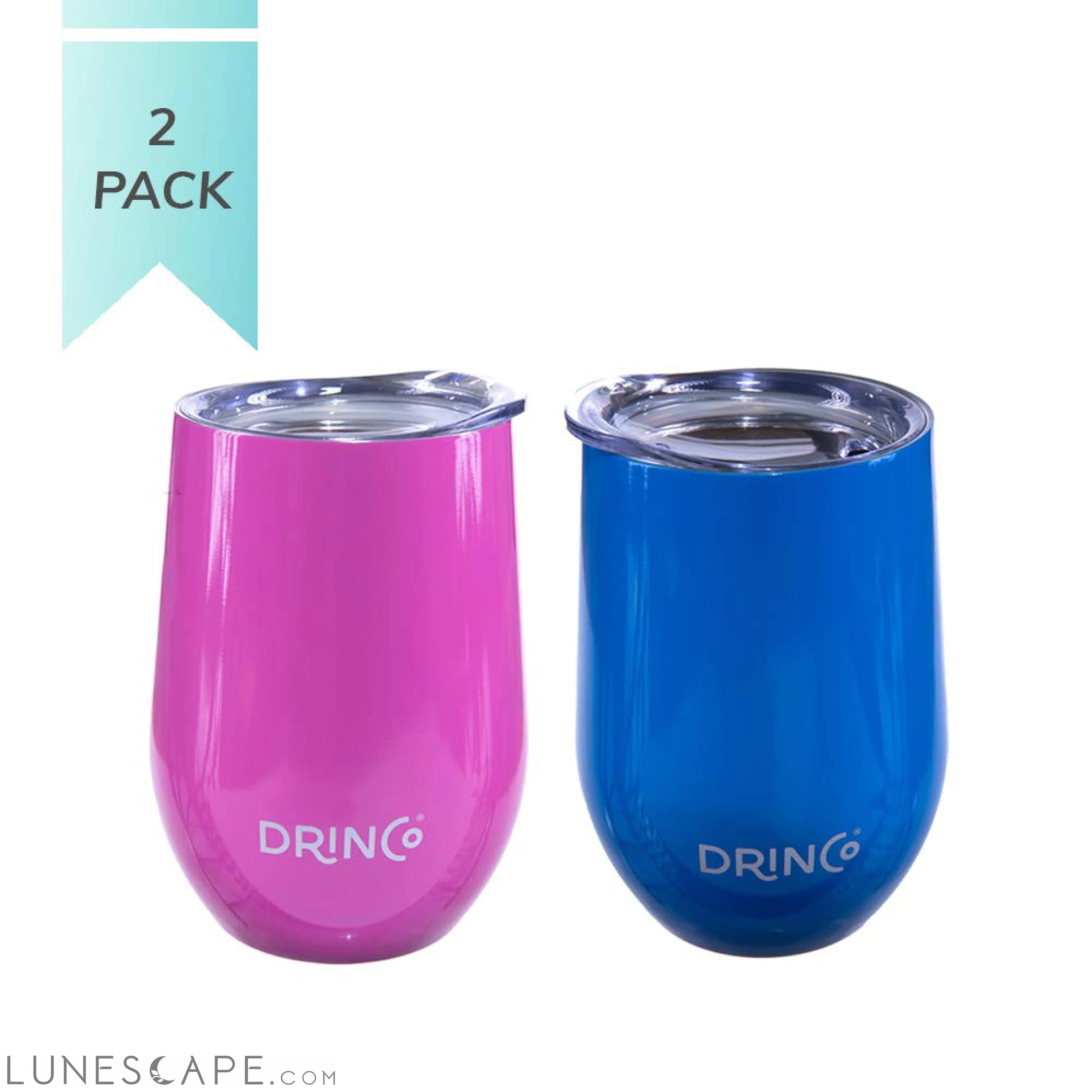 DRINCO® 12oz 2PK Insulated Wine Tumbler Glass (OG Pink/Blue) LUNESCAPE