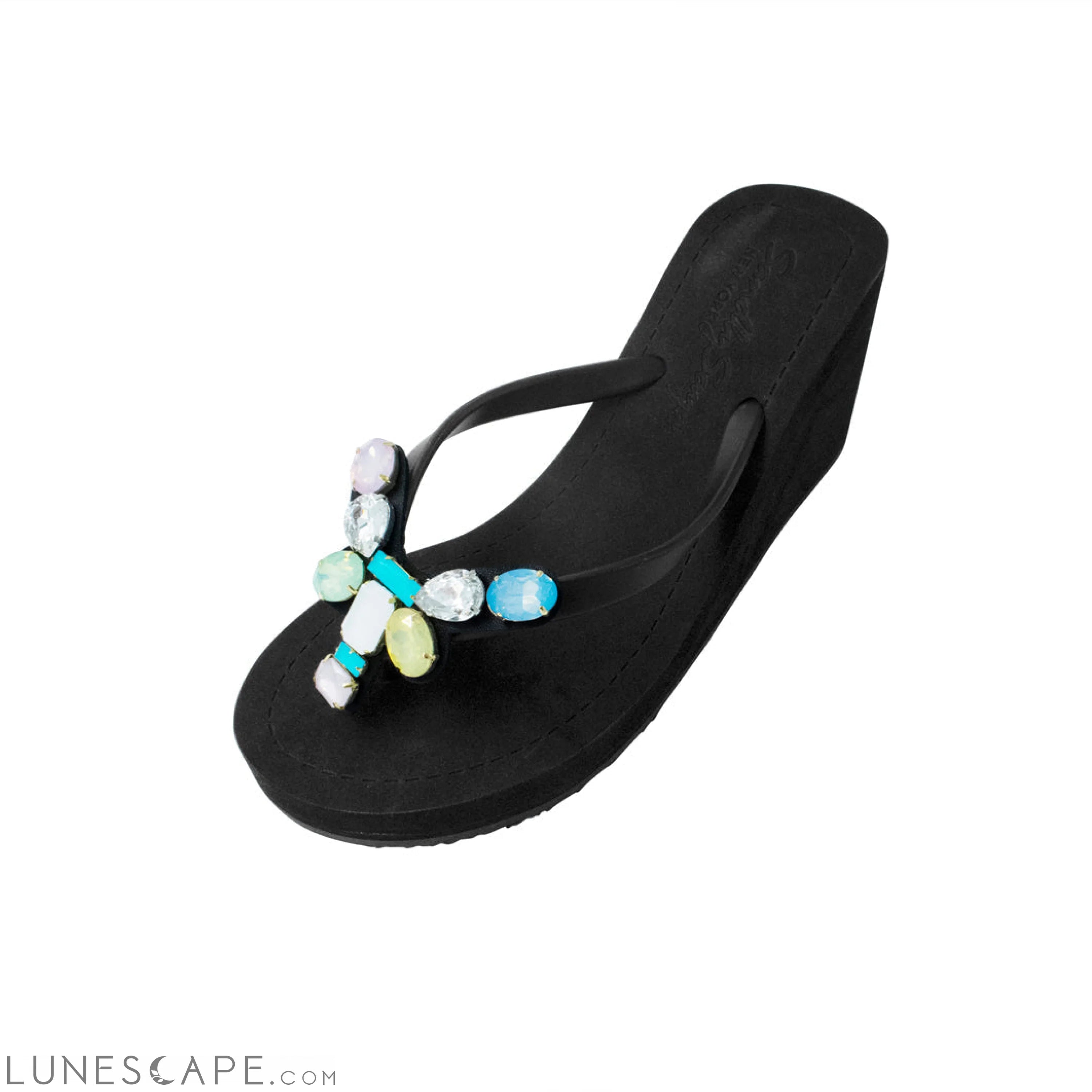Dumbo - Colorful Crystal Rhinestone Women's High Wedge Flip Flop Sandal LUNESCAPE
