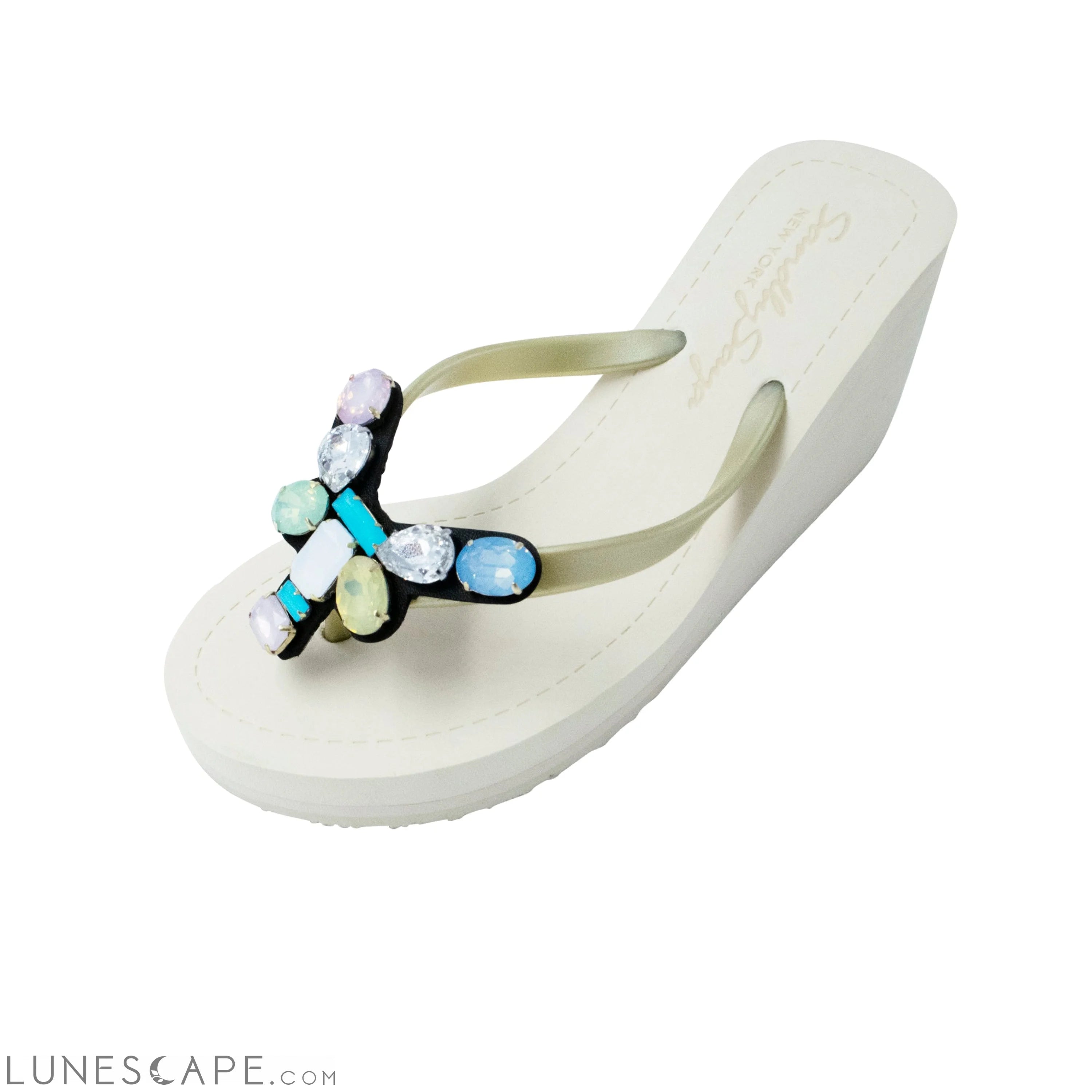 Dumbo - Colorful Crystal Rhinestone Women's High Wedge Flip Flop Sandal LUNESCAPE