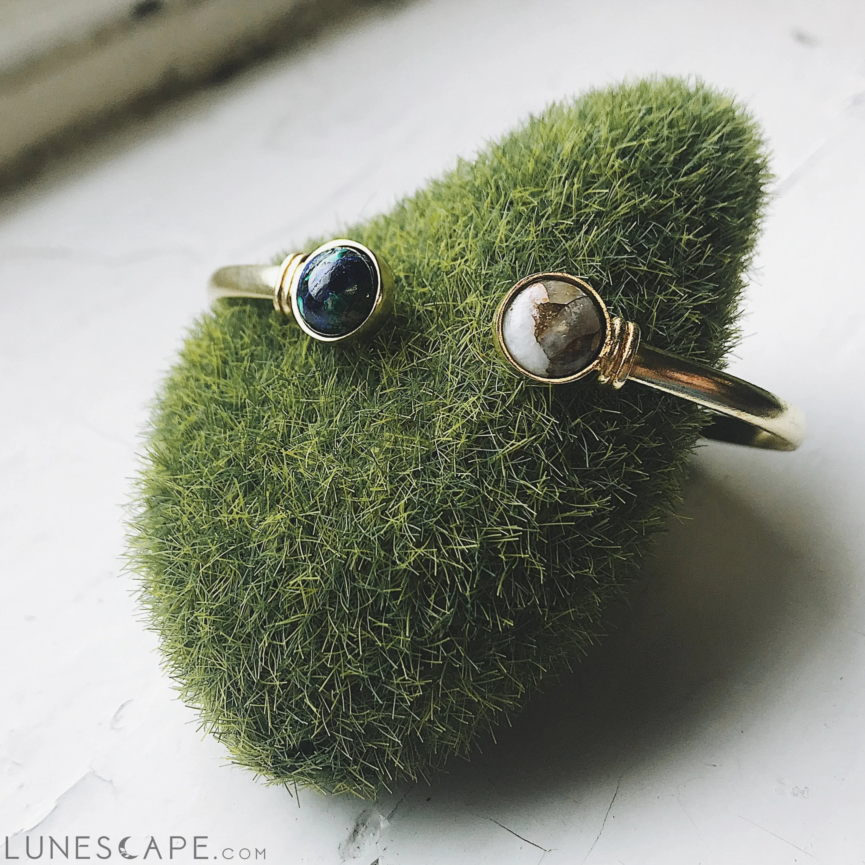 Earth and Moon Cuff Bracelet with Natural Stones LUNESCAPE