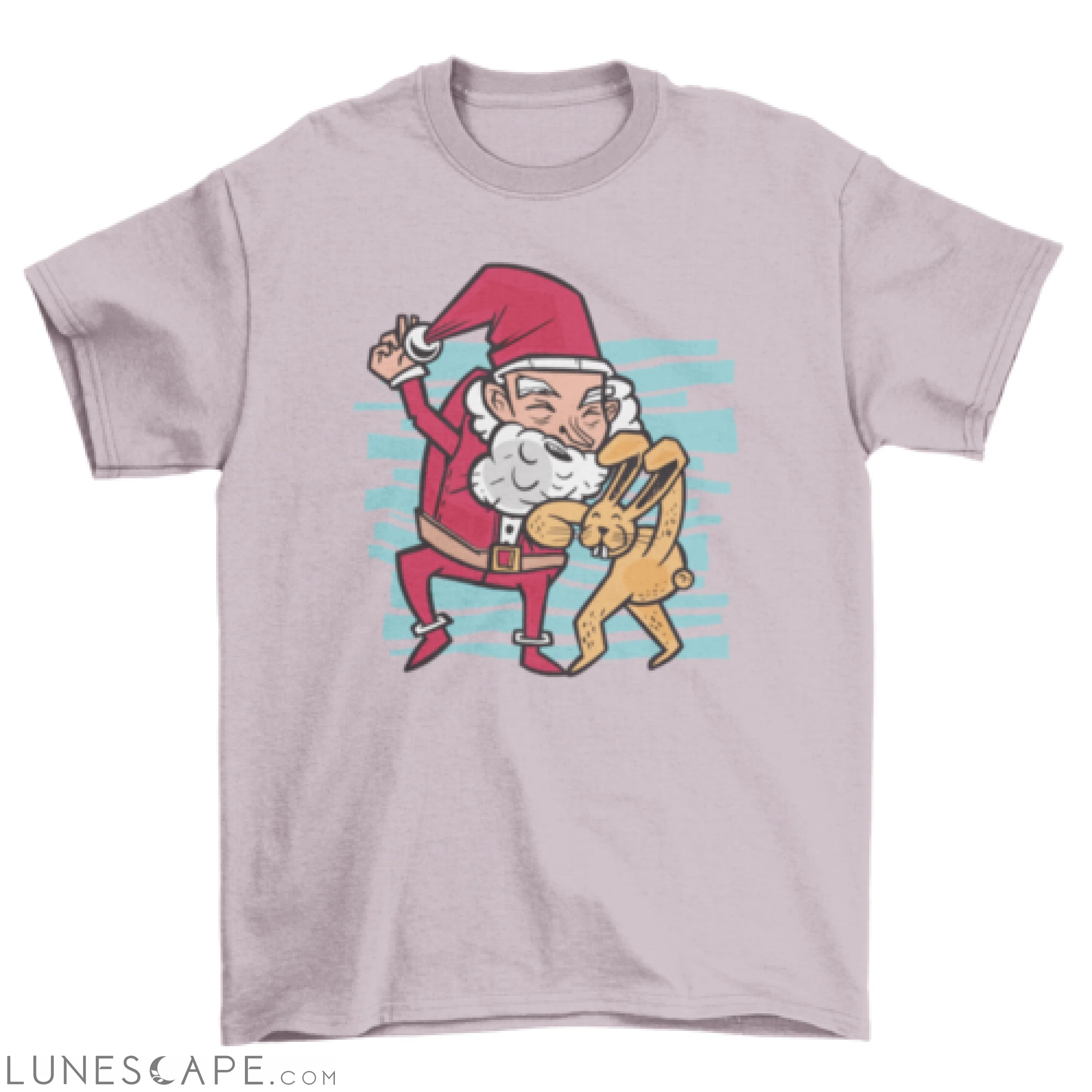 Easter bunny kicking santa t-shirt design LUNESCAPE