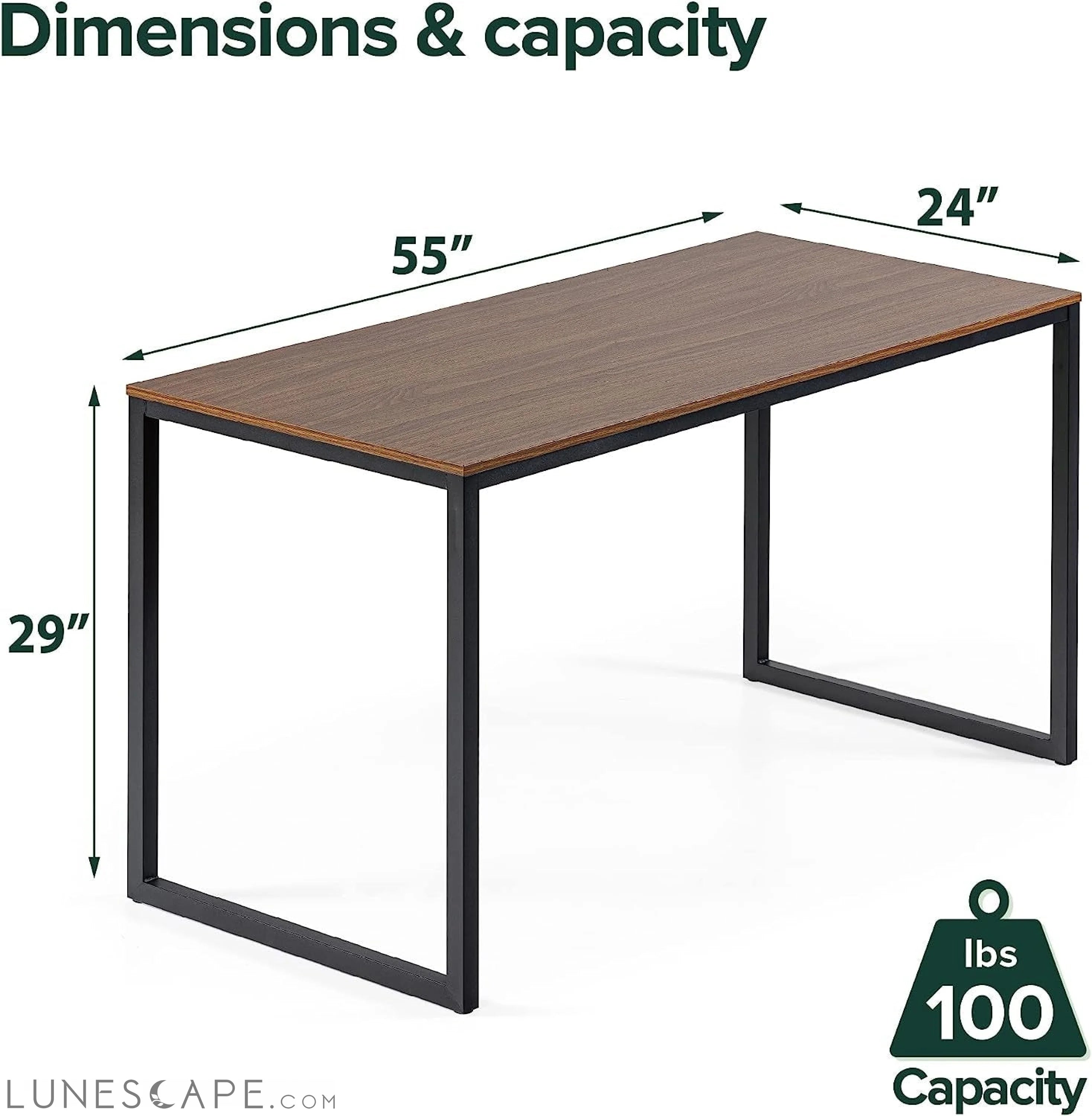 Easy Assembly Black Frame Office Desk LUNESCAPE
