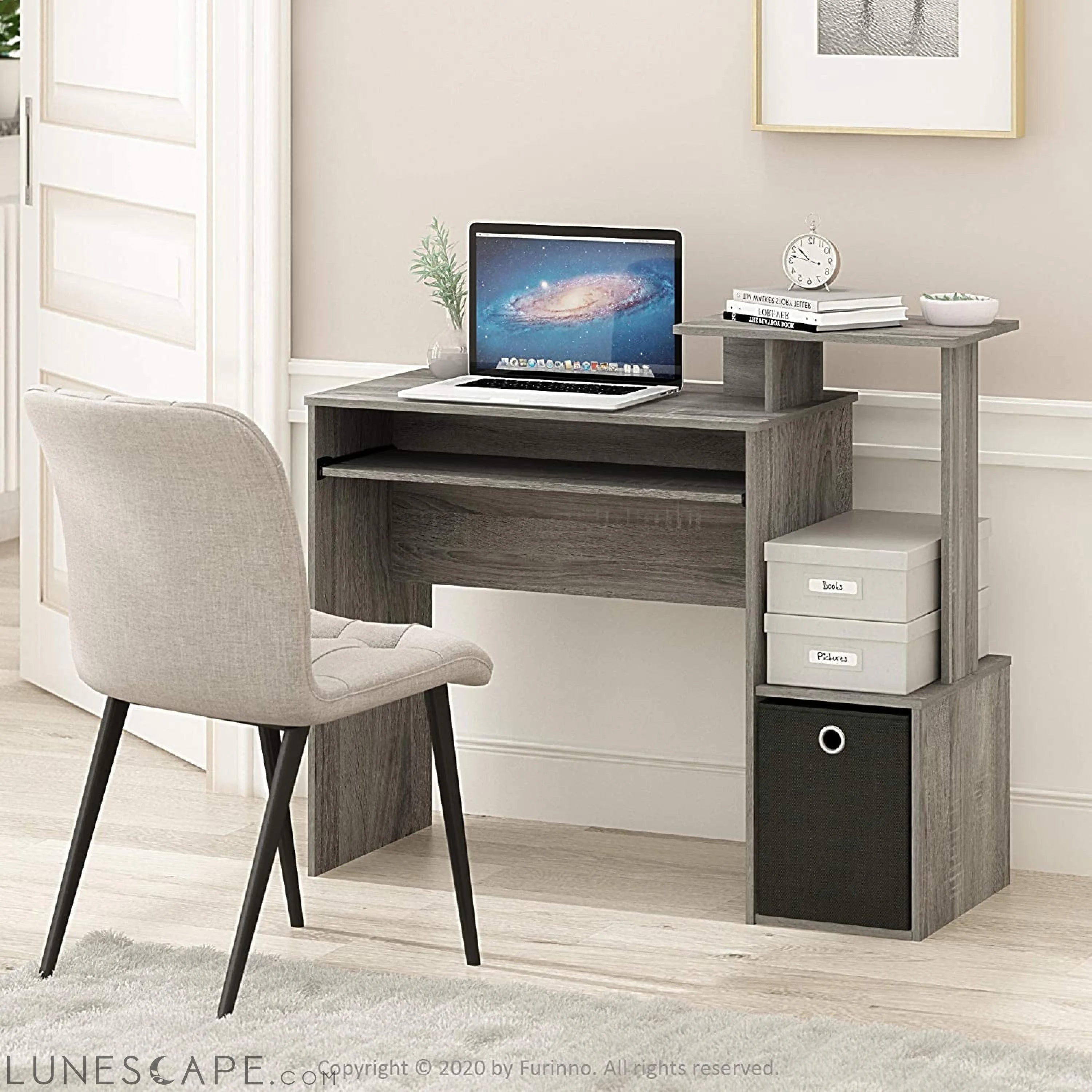 Econ Multipurpose Home Office Computer Writing Desk, French Oak Grey LUNESCAPE