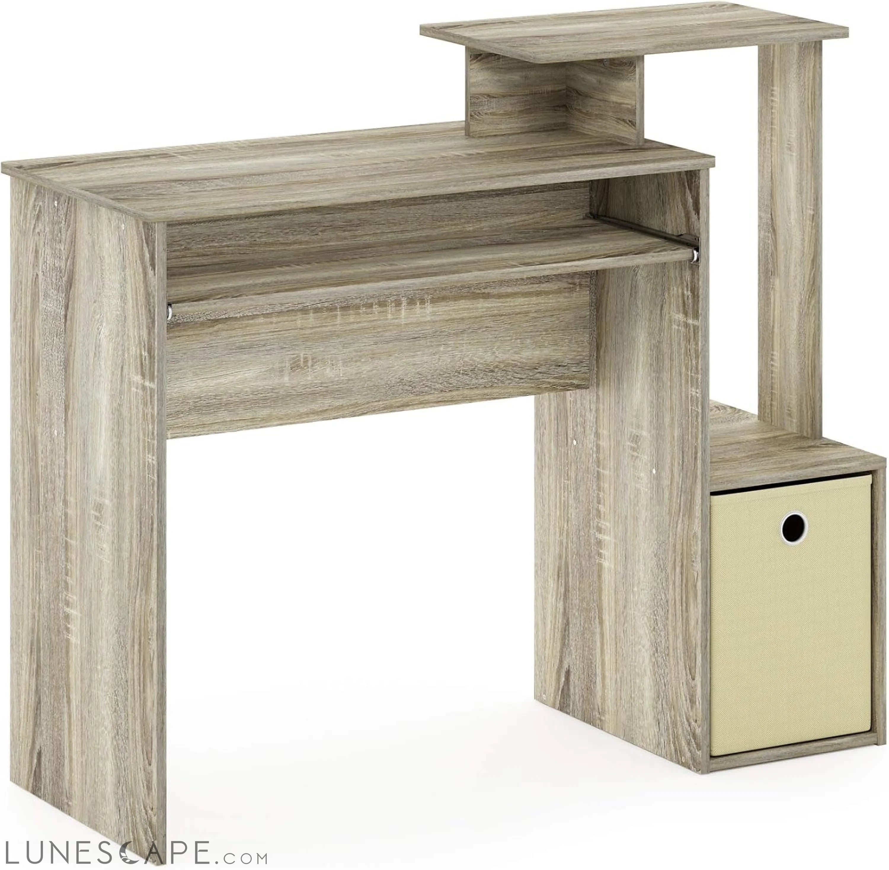 Econ Multipurpose Home Office Computer Writing Desk, Sonoma Oak/Ivory LUNESCAPE