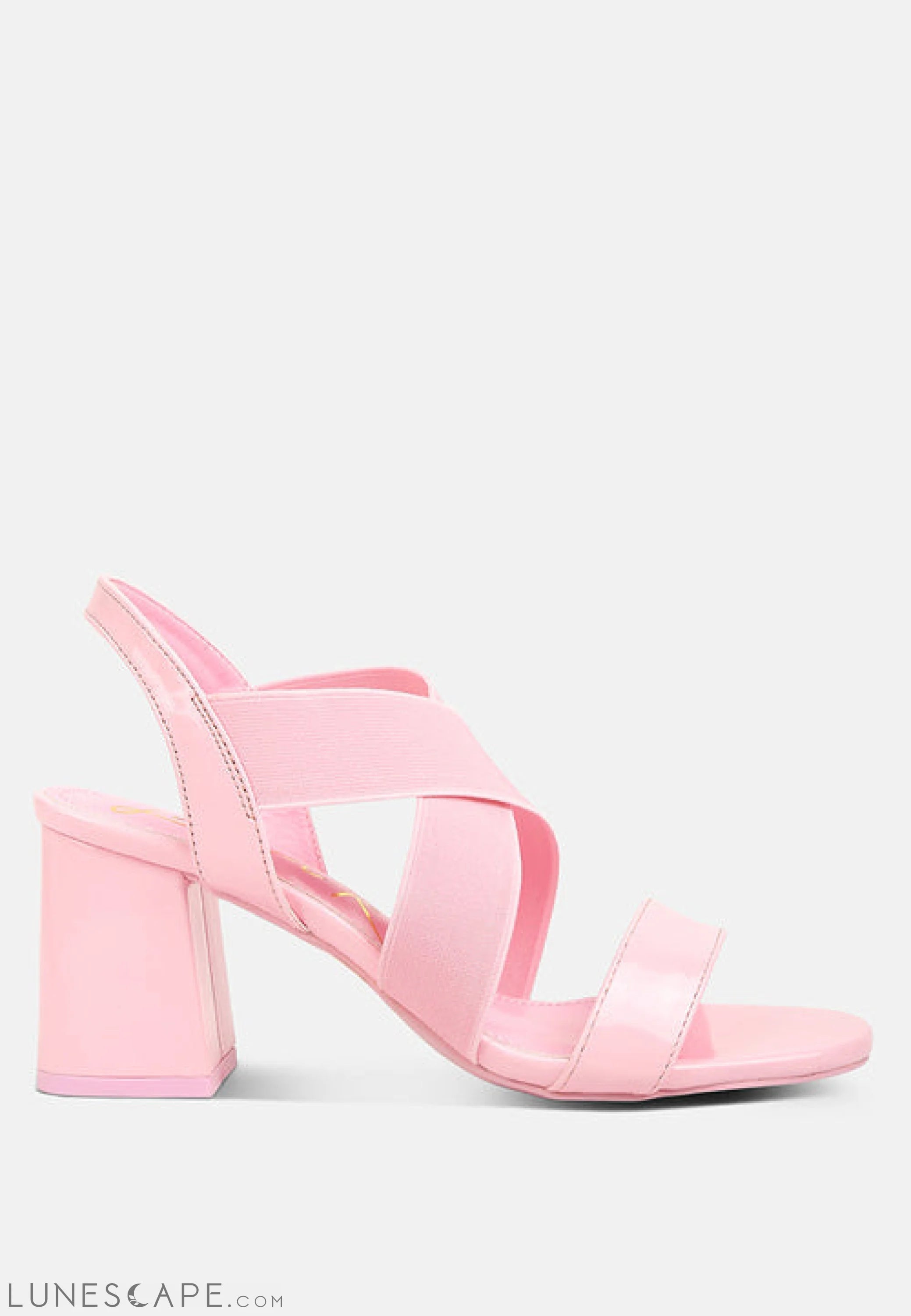 Elastic Straps Block Heel Sandals LUNESCAPE