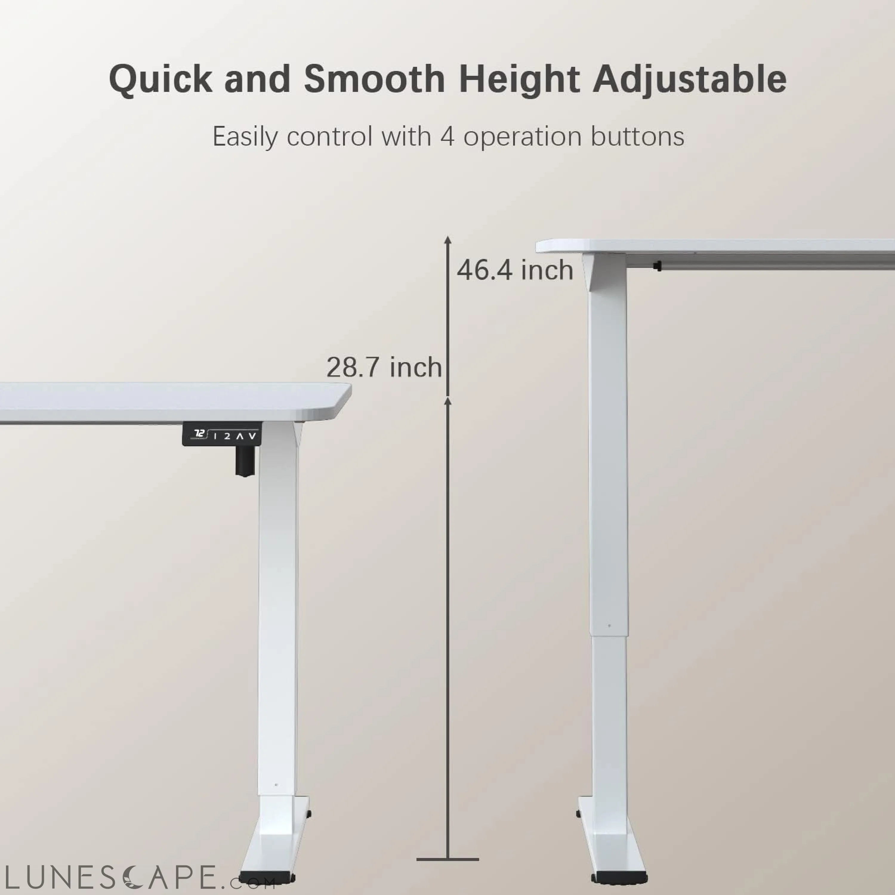 Electric Height Adjustable Standing Desk Large 55 X 24 Inches Sit LUNESCAPE