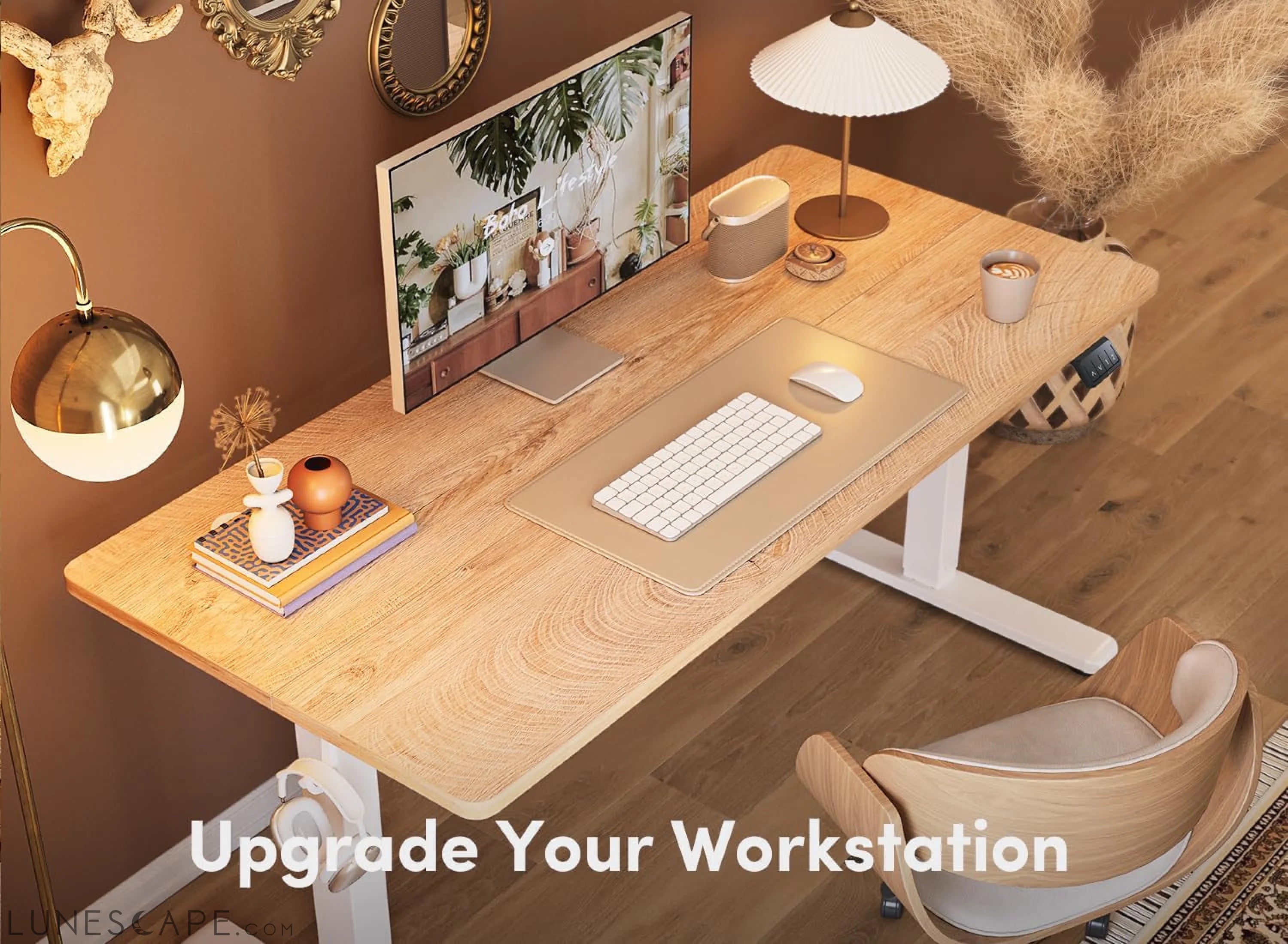 Electric Standing Desk, 48 X 24 Inches Height Adjustable Stand up LUNESCAPE