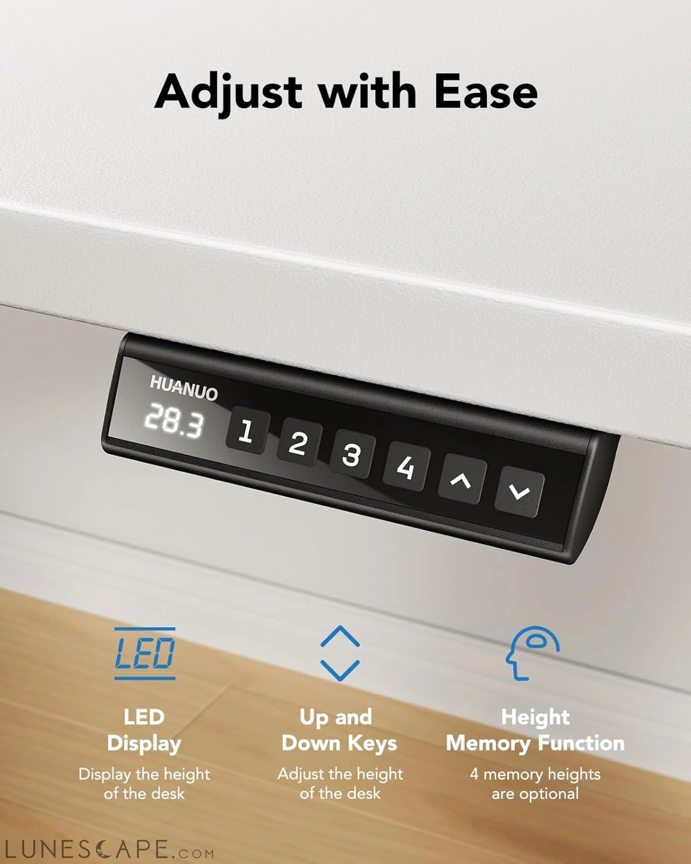 Electric Standing Desk, 48" X 24" Whole Piece Desktop, Adjustable LUNESCAPE