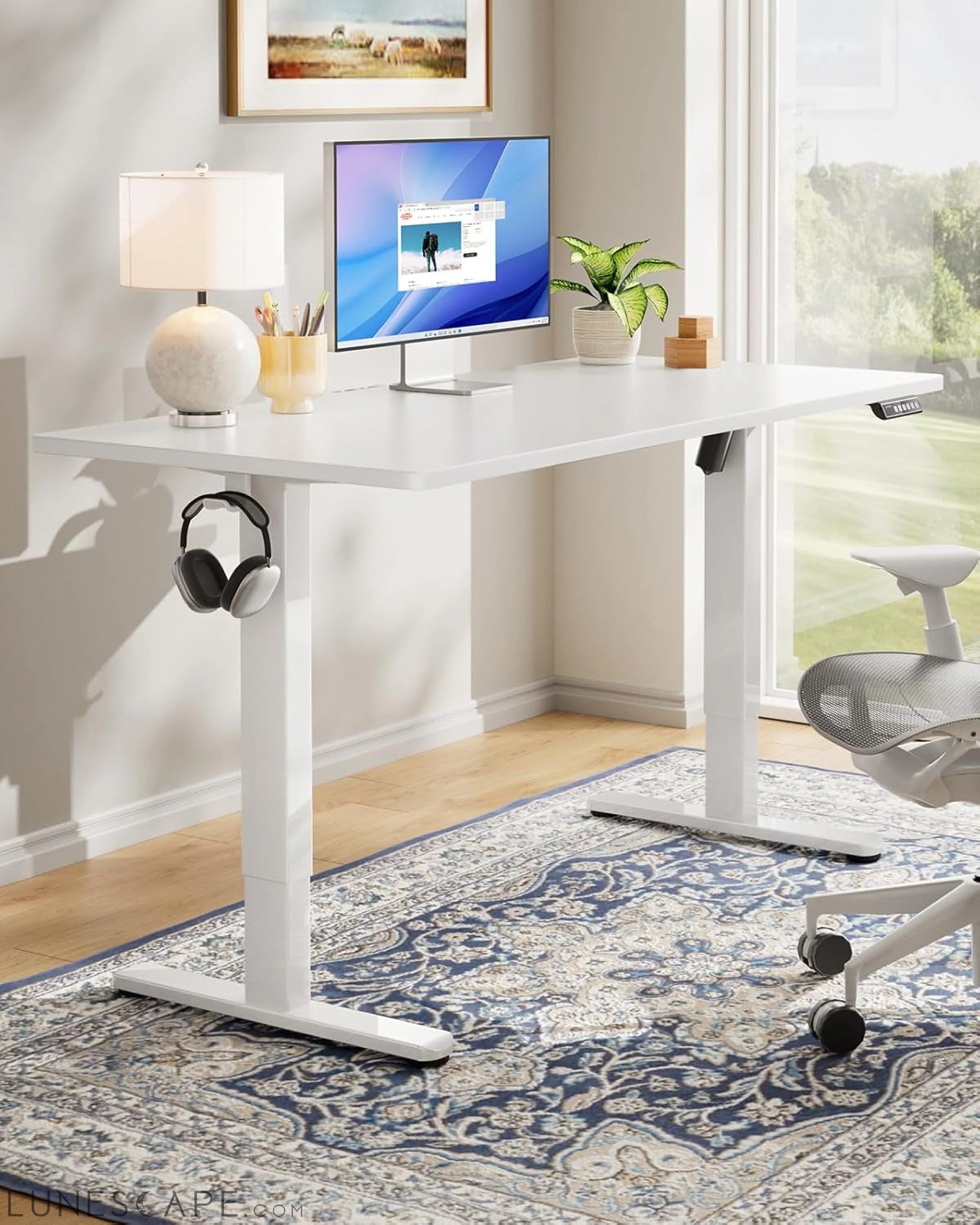 Electric Standing Desk, 48" X 24" Whole Piece Desktop, Adjustable LUNESCAPE