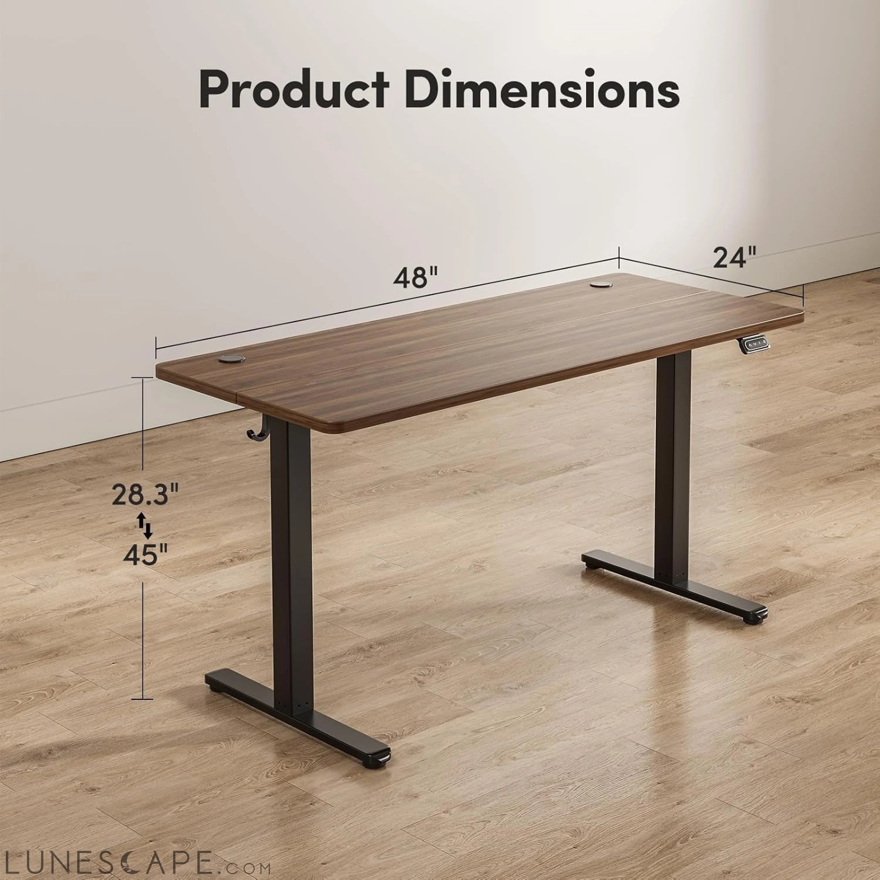 Electric Standing Desk Adjustable Height, 48 X 24 Inch Sit and Stand LUNESCAPE