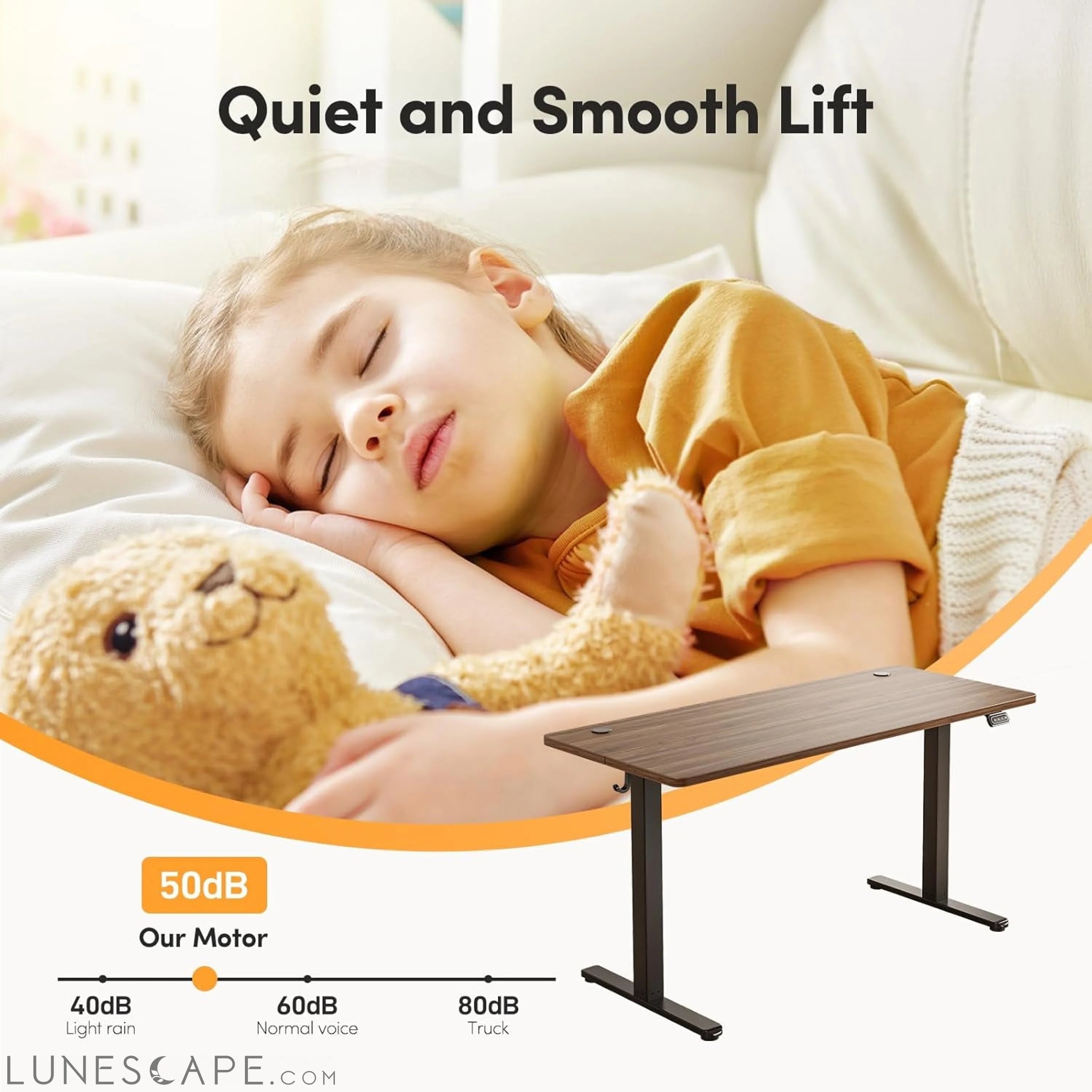Electric Standing Desk Adjustable Height, 48 X 24 Inch Sit and Stand LUNESCAPE