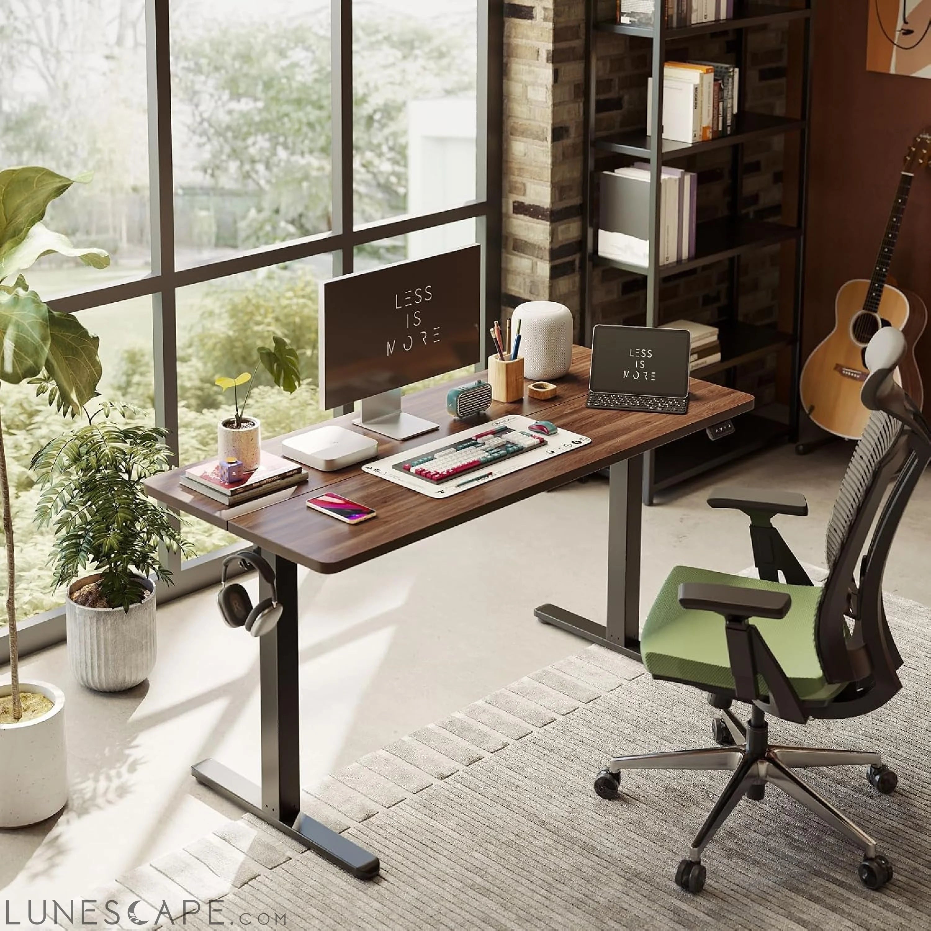 Electric Standing Desk Adjustable Height, 48 X 24 Inch Sit and Stand LUNESCAPE