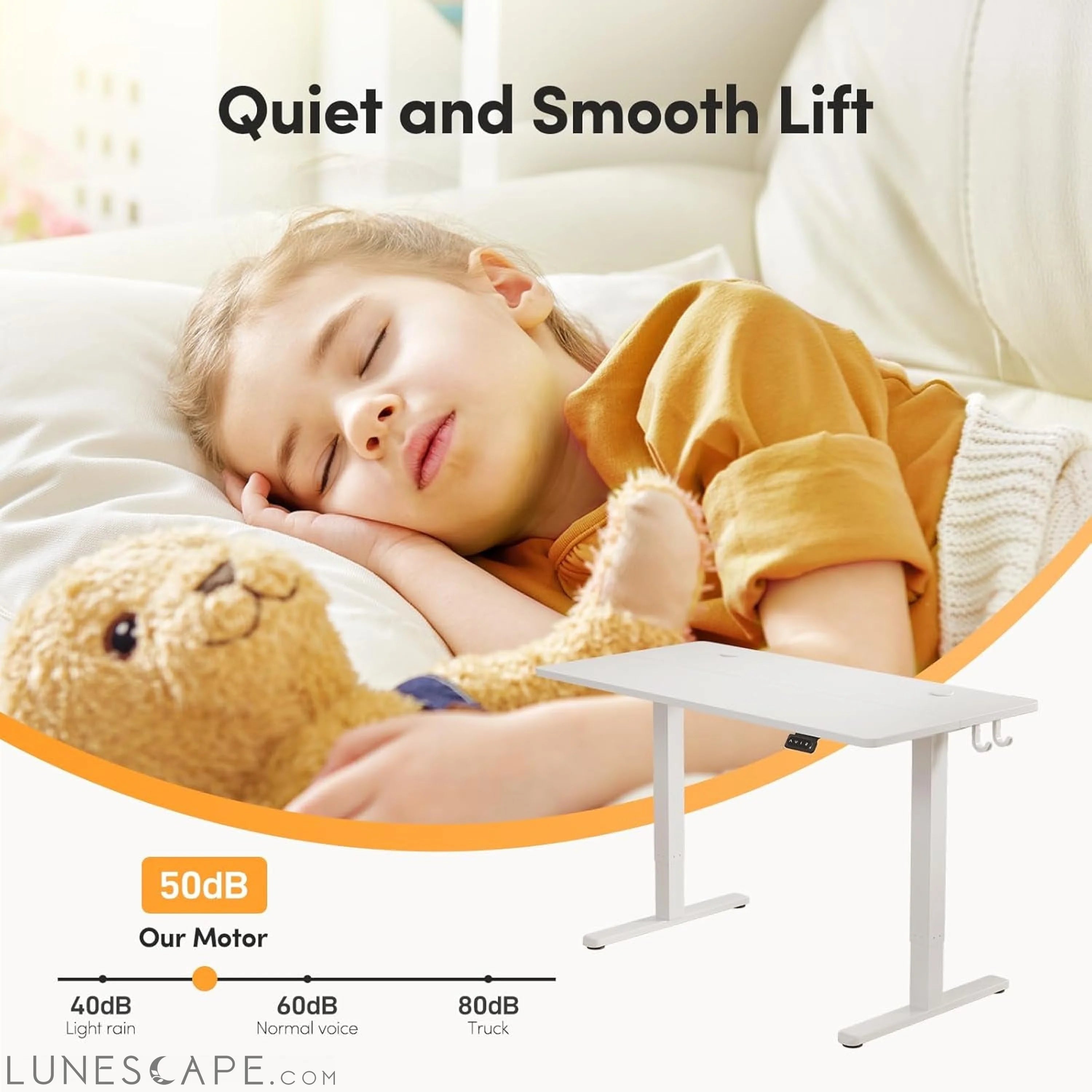 Electric Standing Desk Adjustable Height, 48 X 24 Inch Sit and Stand LUNESCAPE