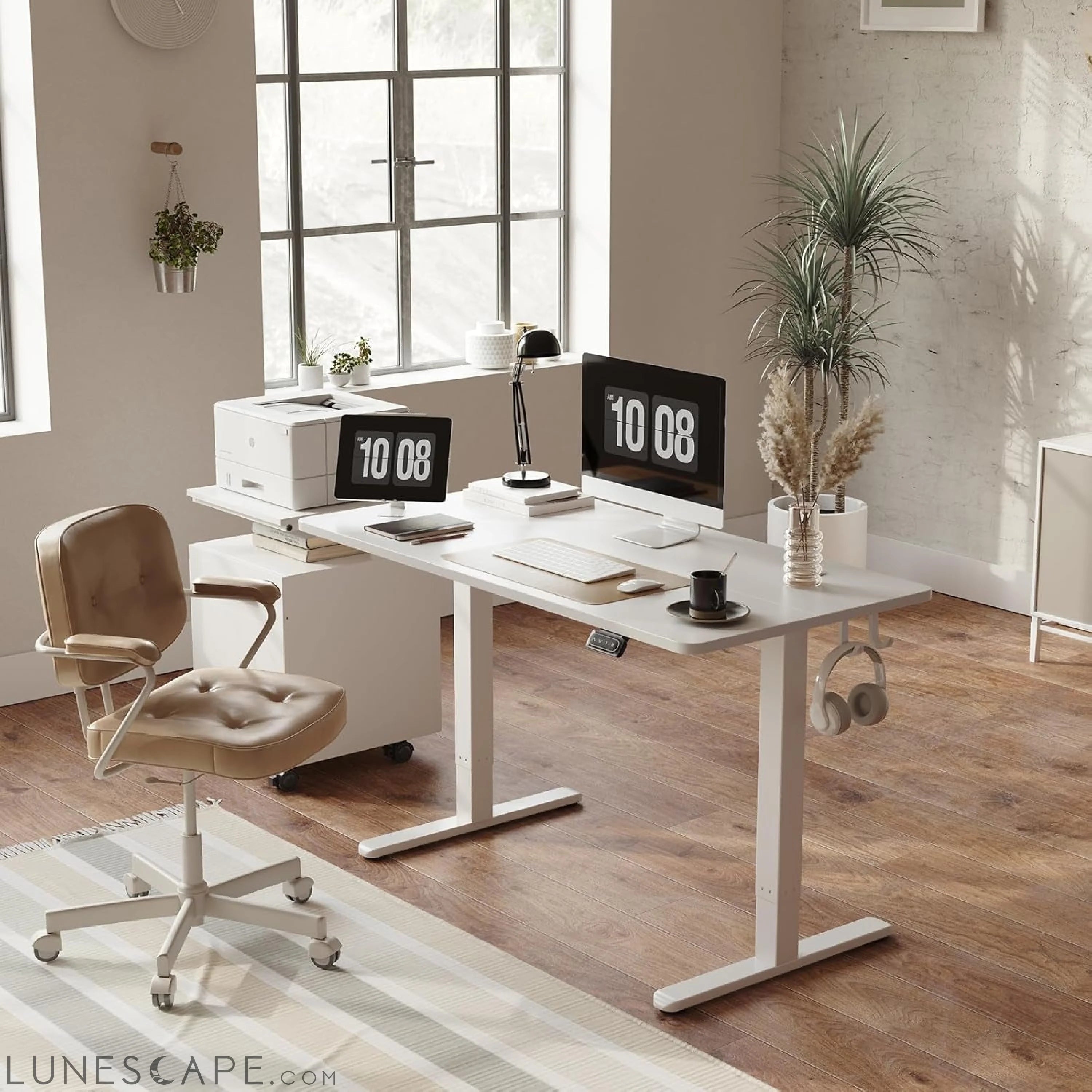 Electric Standing Desk Adjustable Height, 48 X 24 Inch Sit and Stand LUNESCAPE