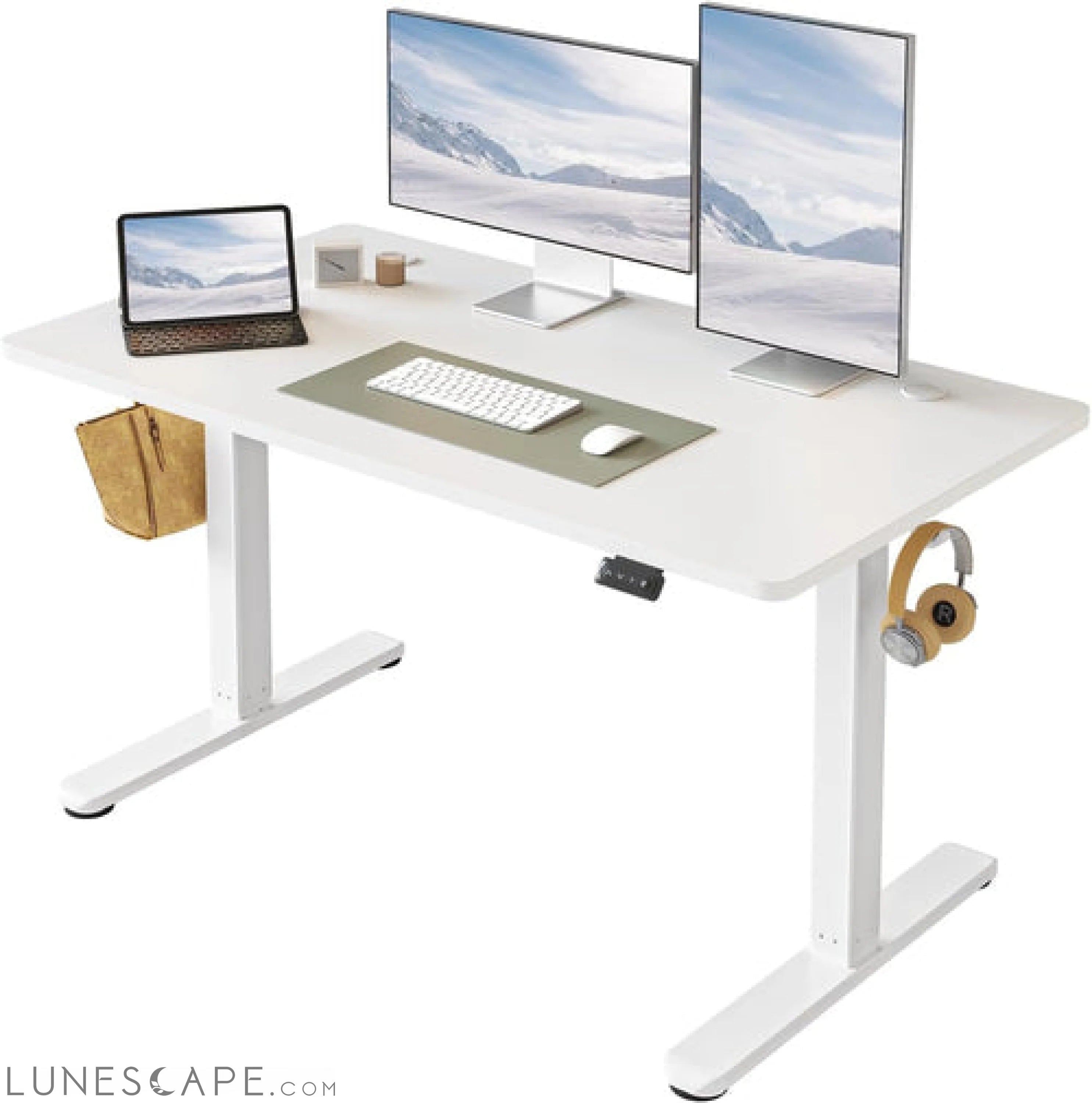 Electric Standing Desk Adjustable Height, 48 X 24 Inch Sit and Stand LUNESCAPE