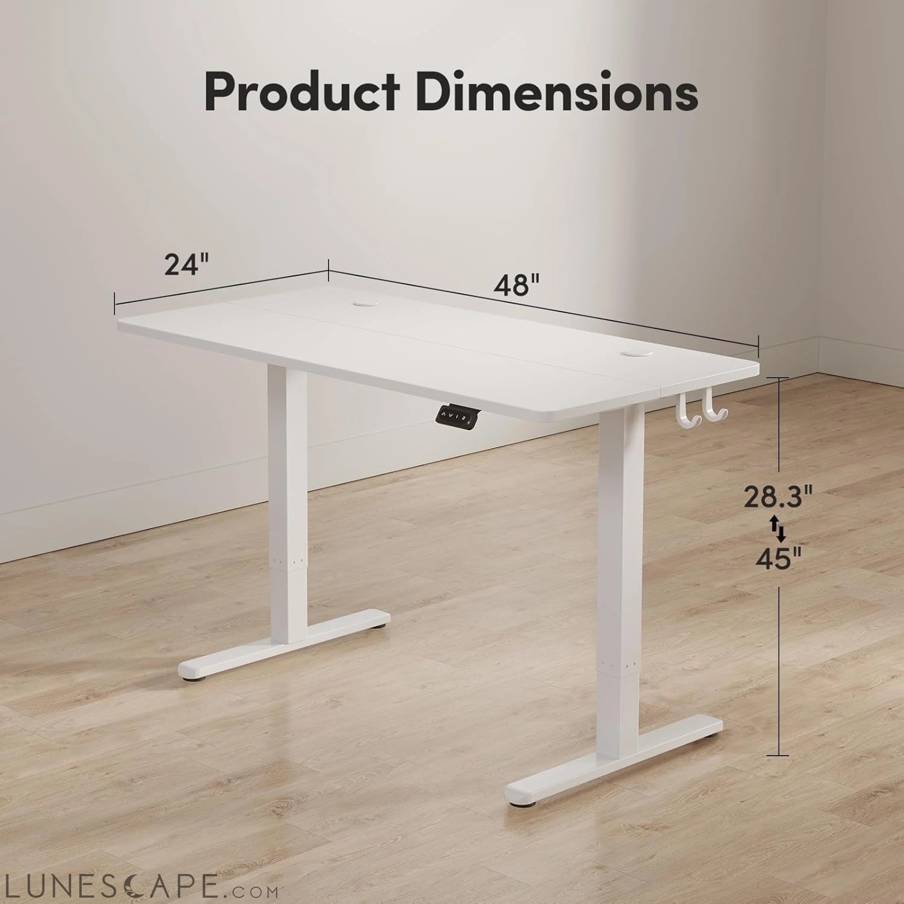 Electric Standing Desk Adjustable Height, 48 X 24 Inch Sit and Stand LUNESCAPE