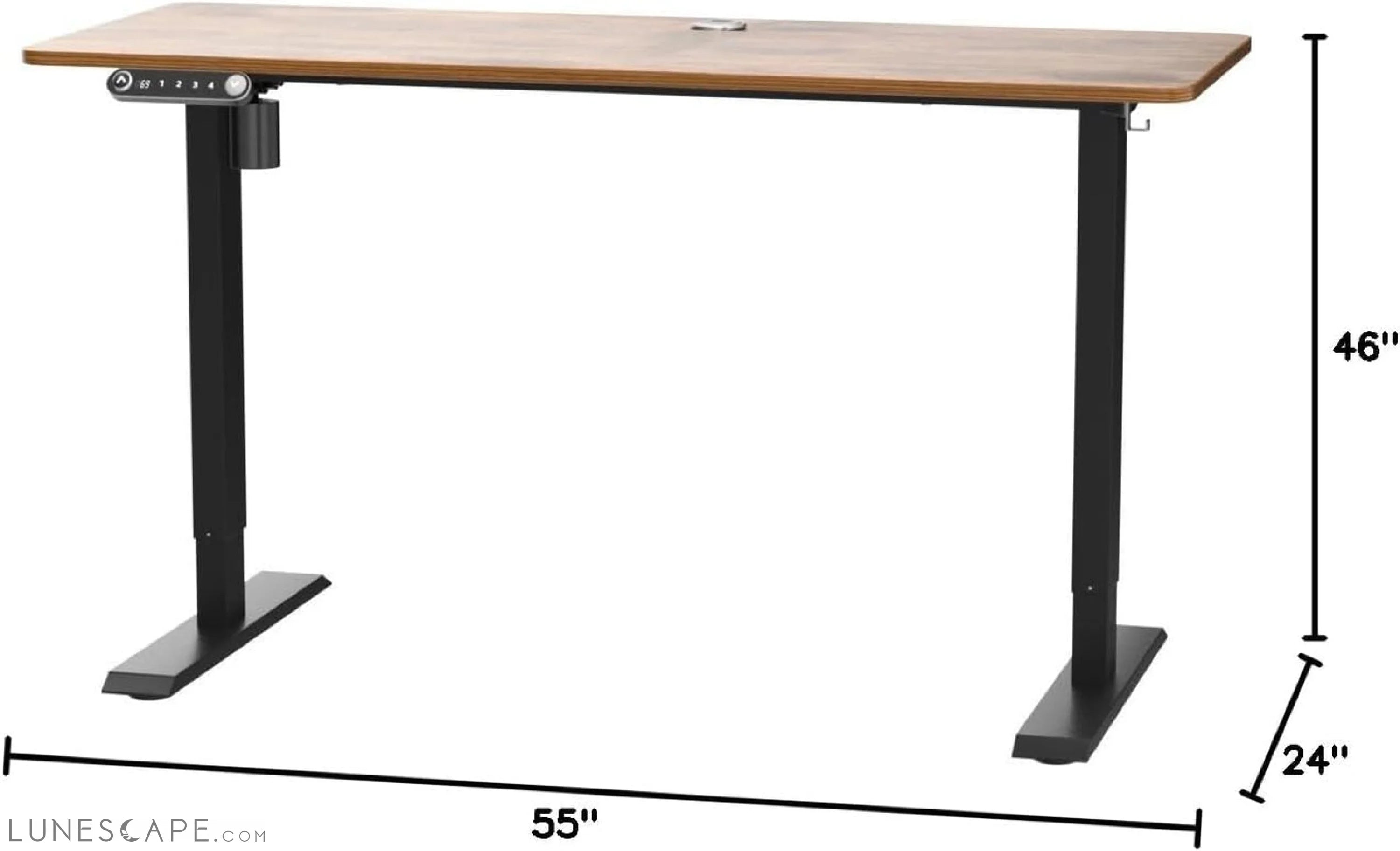 Electric Standing Desk Adjustable Height, 55 X 24 Inch Sit Stand up LUNESCAPE