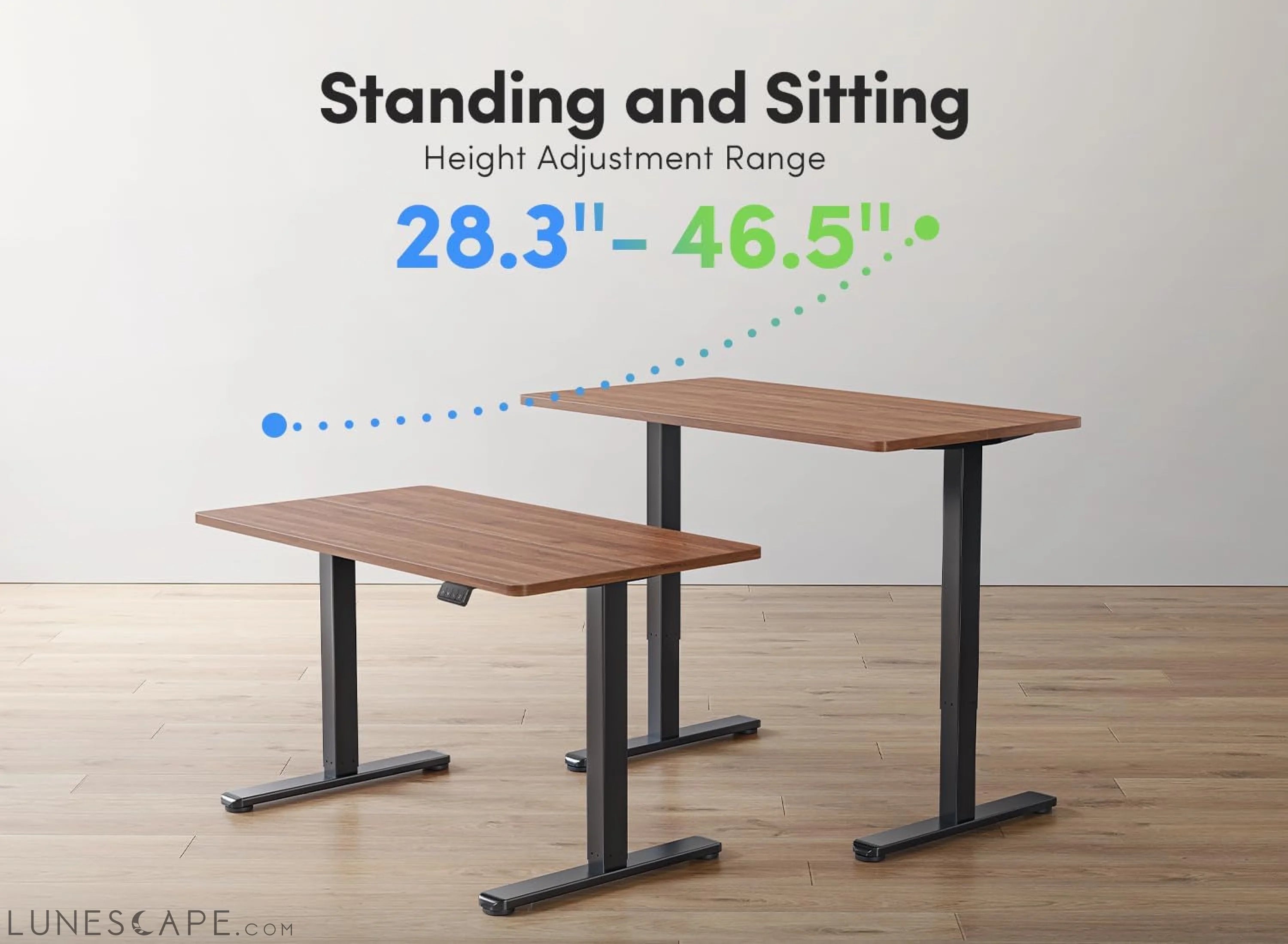 Electric Standing Desk, Height Adjustable Stand up Desk, 55 X 24 LUNESCAPE
