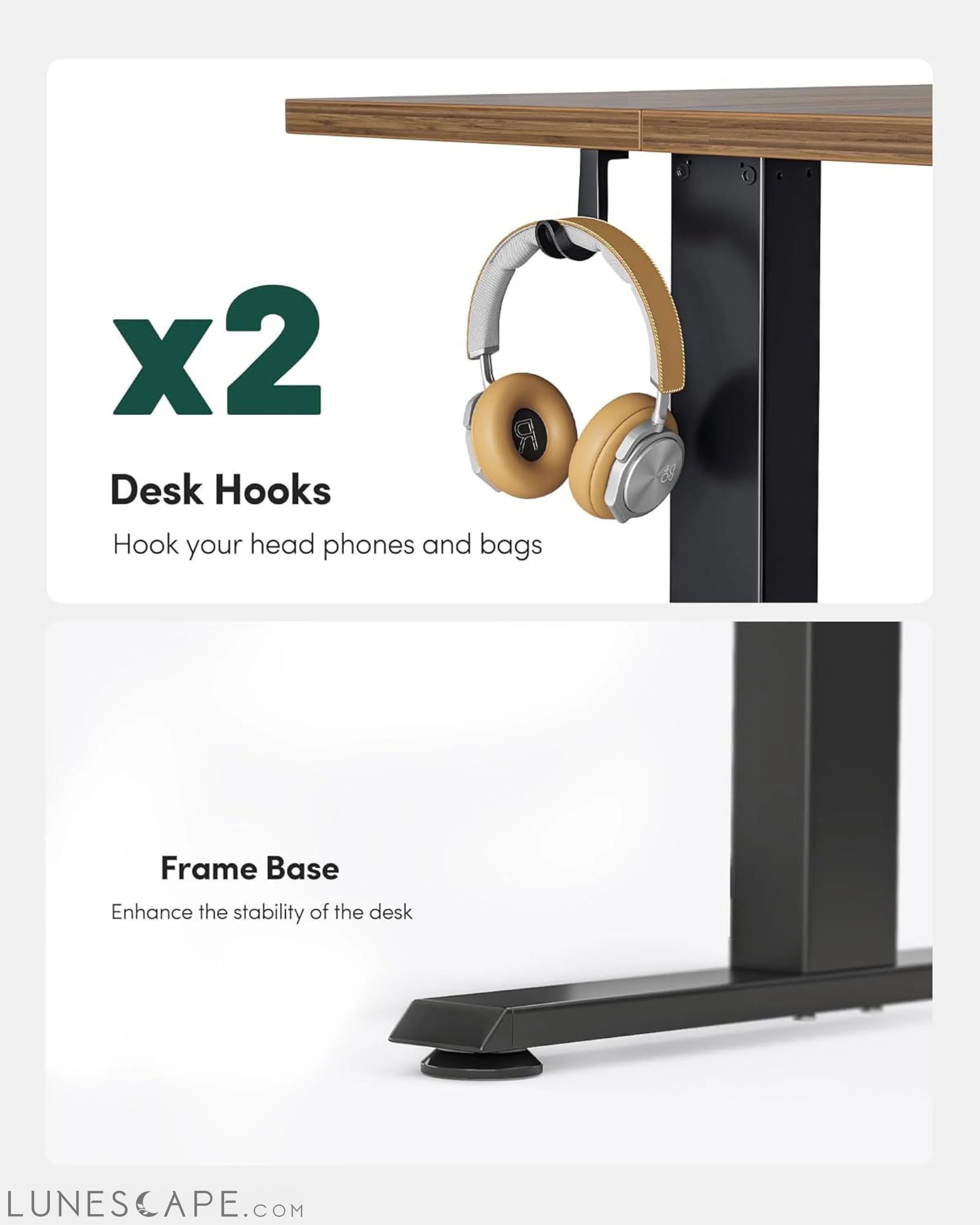 Electric Standing Desk, Height Adjustable Stand up Desk, 55 X 24 LUNESCAPE