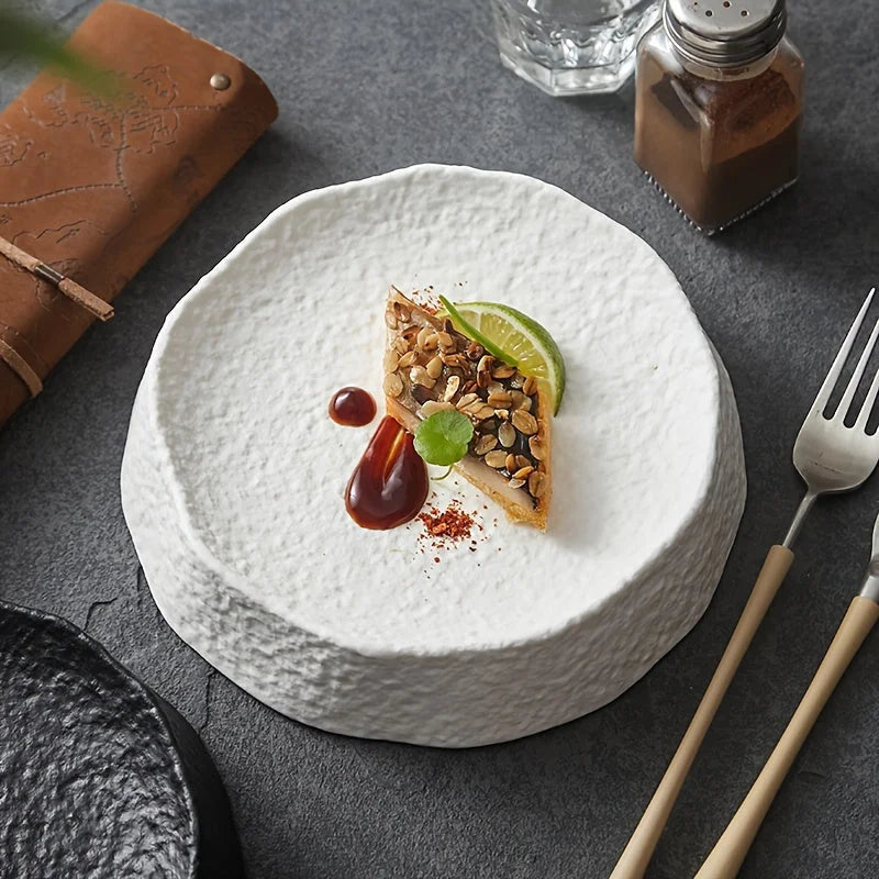 Elegant Ceramic Dinner Plate Unique Design for Fine Dining LUNESCAPE