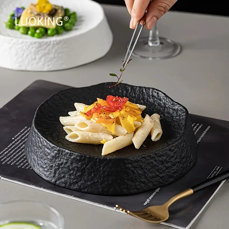 Elegant Ceramic Dinner Plate Unique Design for Fine Dining LUNESCAPE