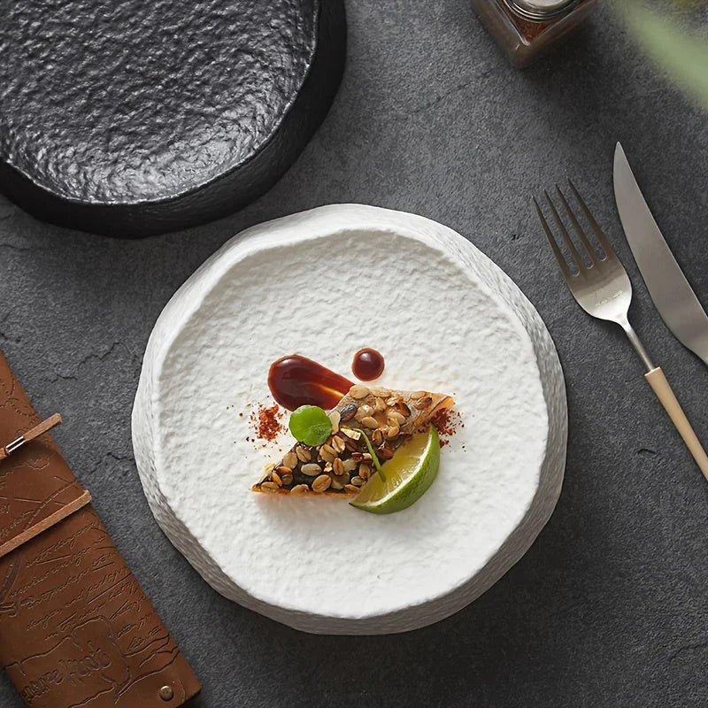 Elegant Ceramic Dinner Plate Unique Design for Fine Dining LUNESCAPE