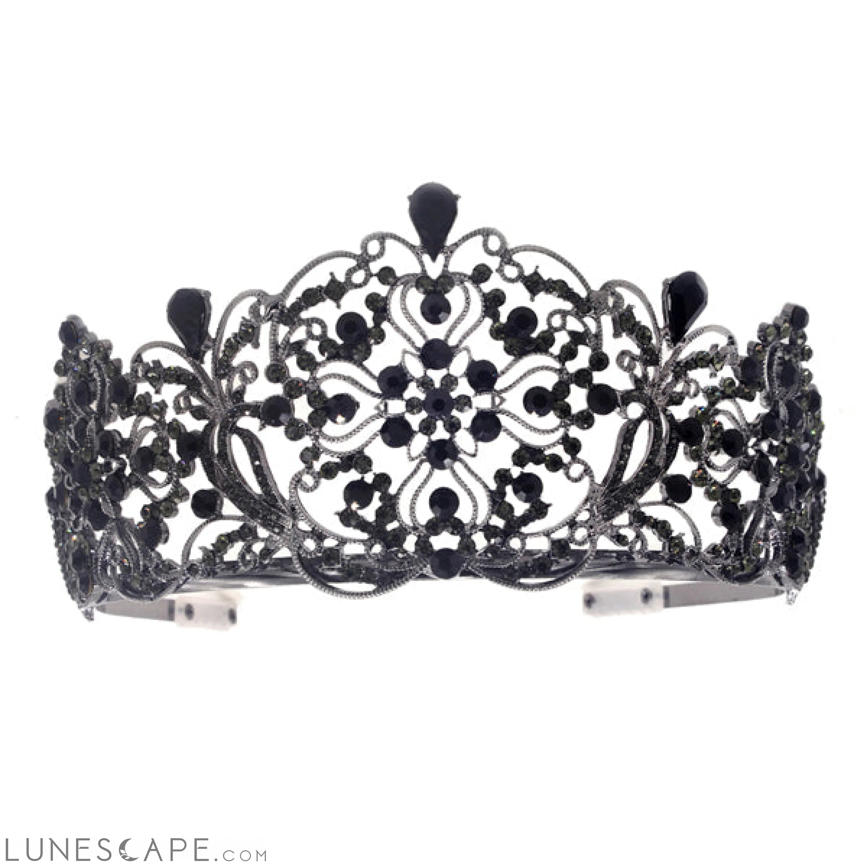 Elegant Crystal Embellished Crown Tiara LUNESCAPE