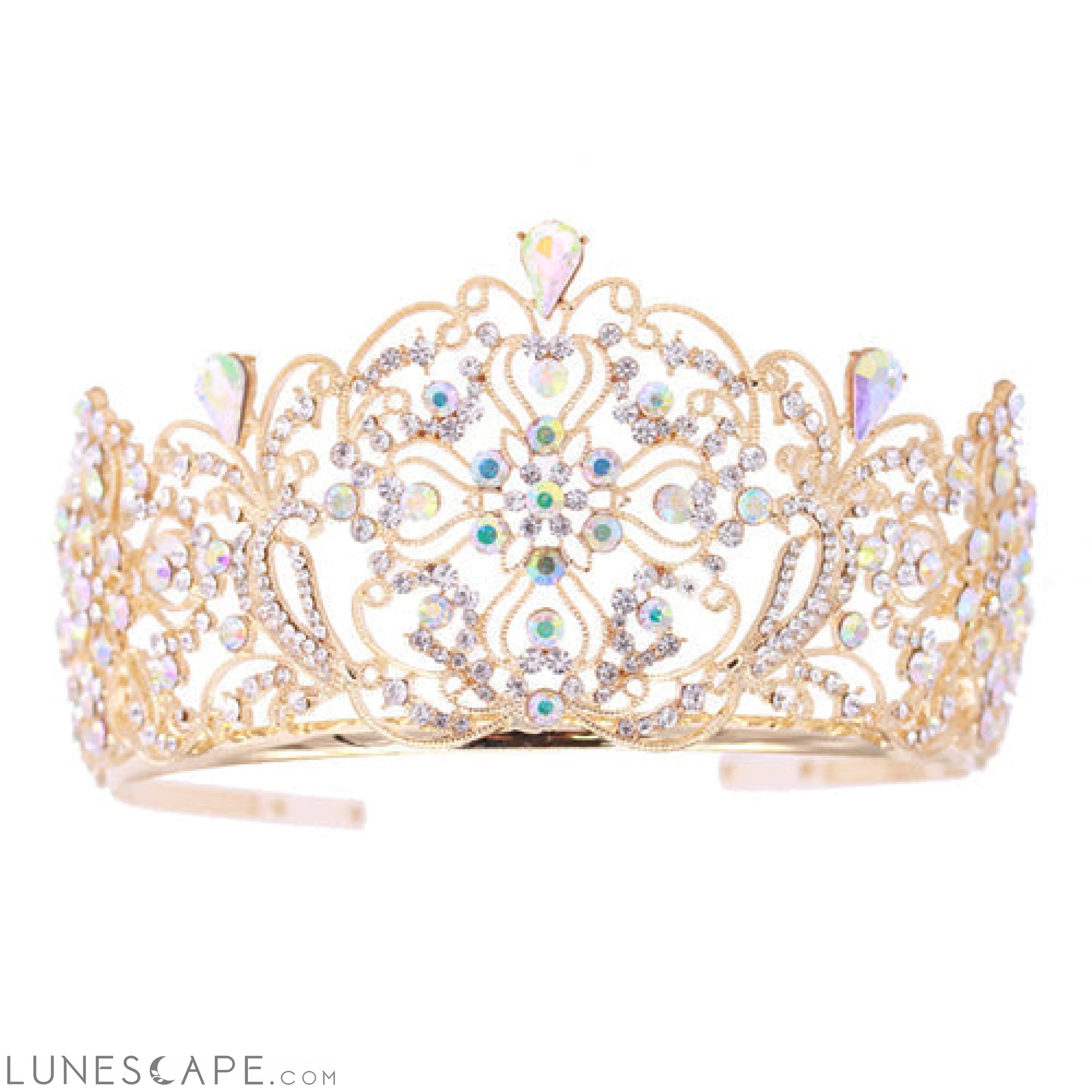 Elegant Crystal Embellished Crown Tiara LUNESCAPE