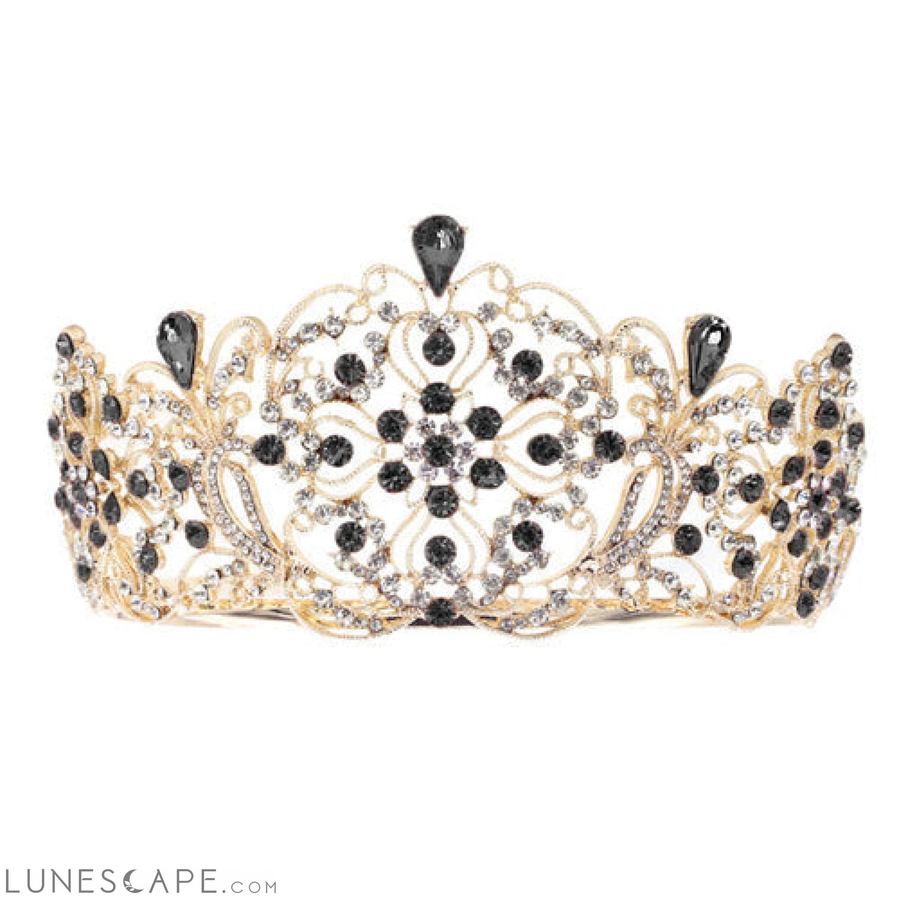 Elegant Crystal Embellished Crown Tiara LUNESCAPE