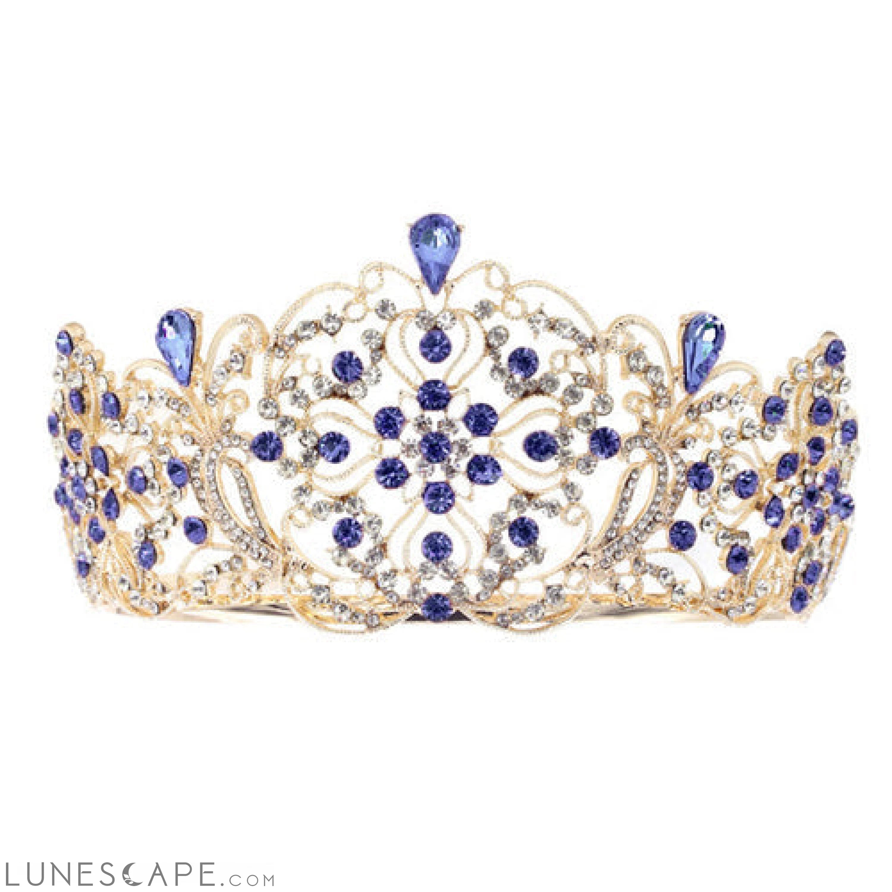 Elegant Crystal Embellished Crown Tiara LUNESCAPE