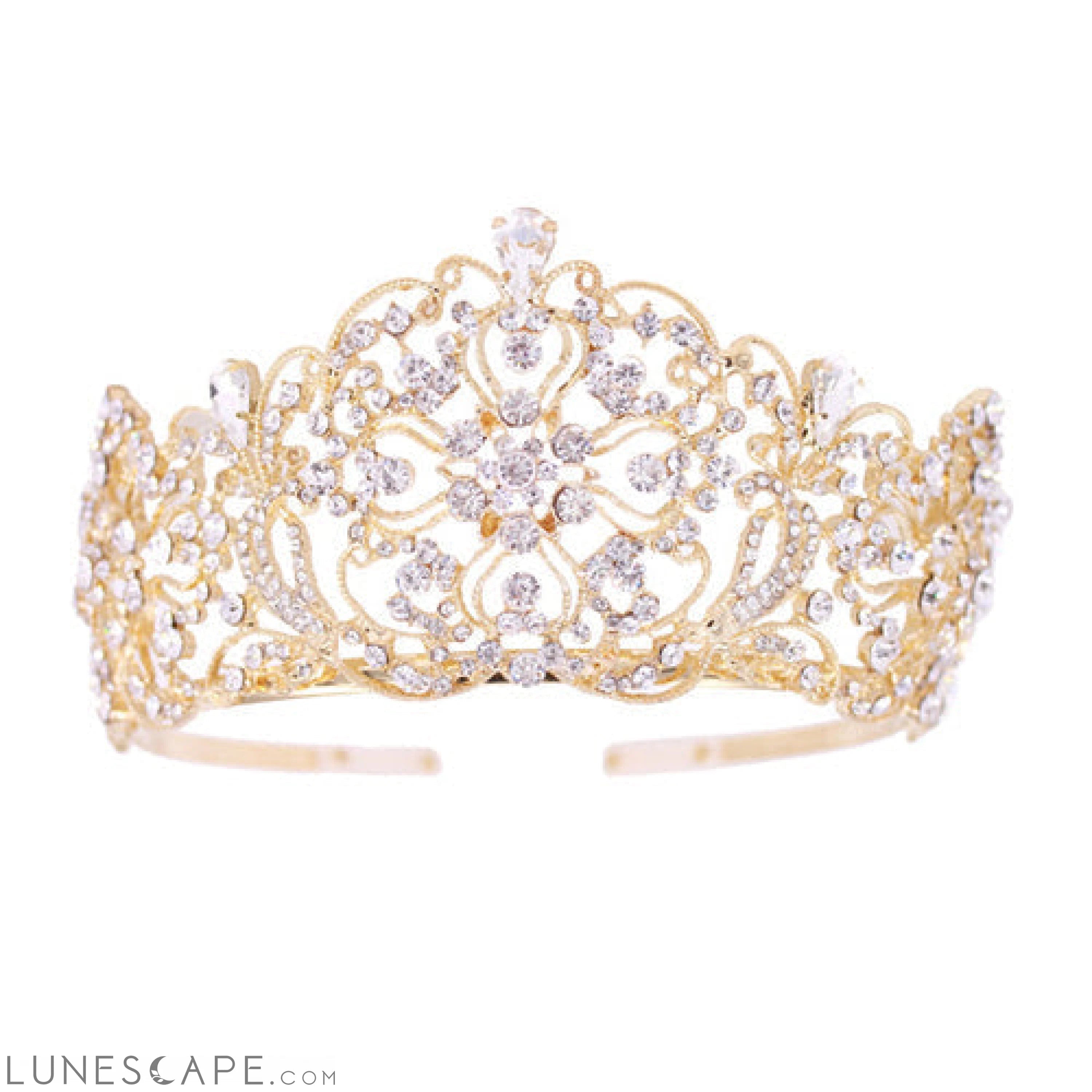 Elegant Crystal Embellished Crown Tiara LUNESCAPE