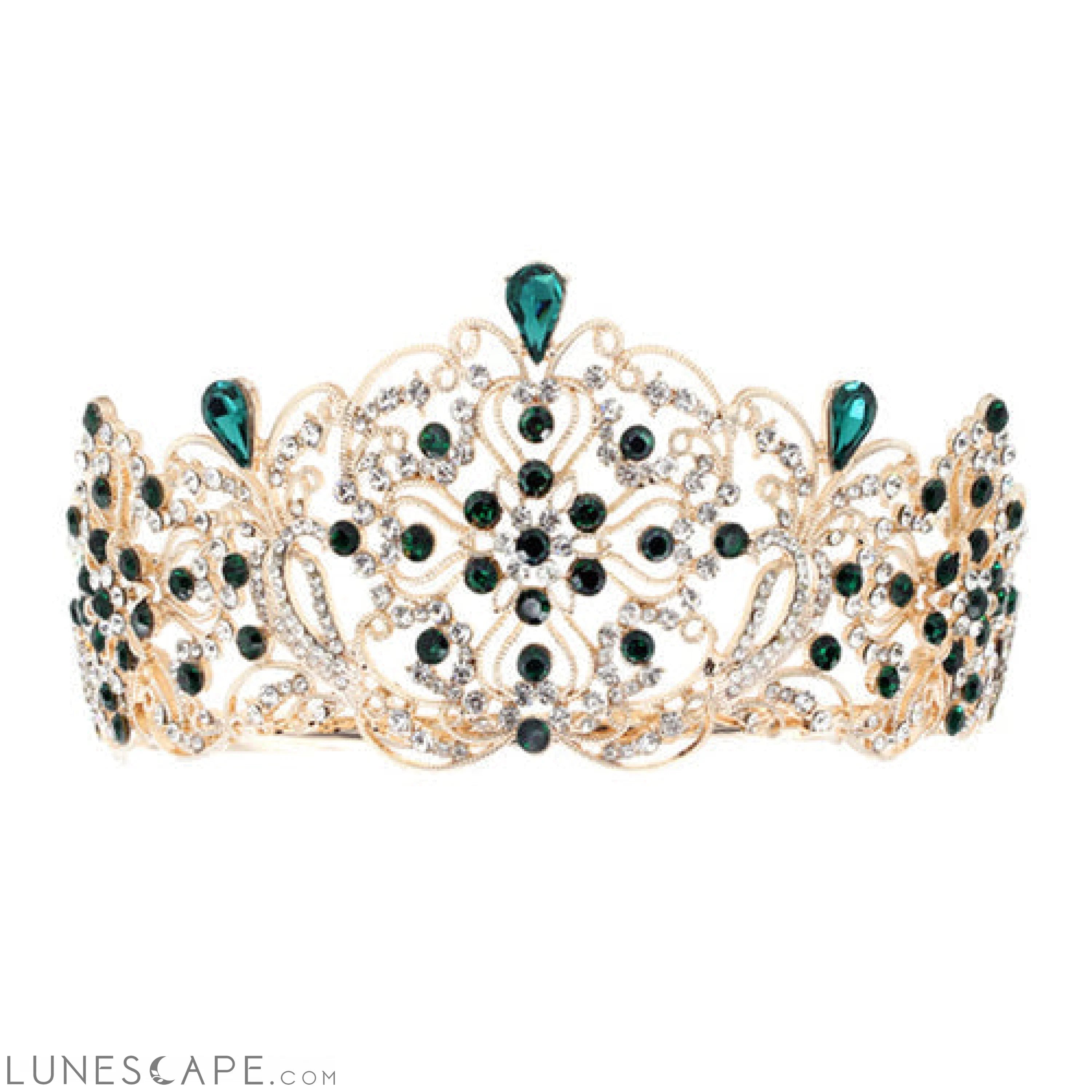 Elegant Crystal Embellished Crown Tiara LUNESCAPE