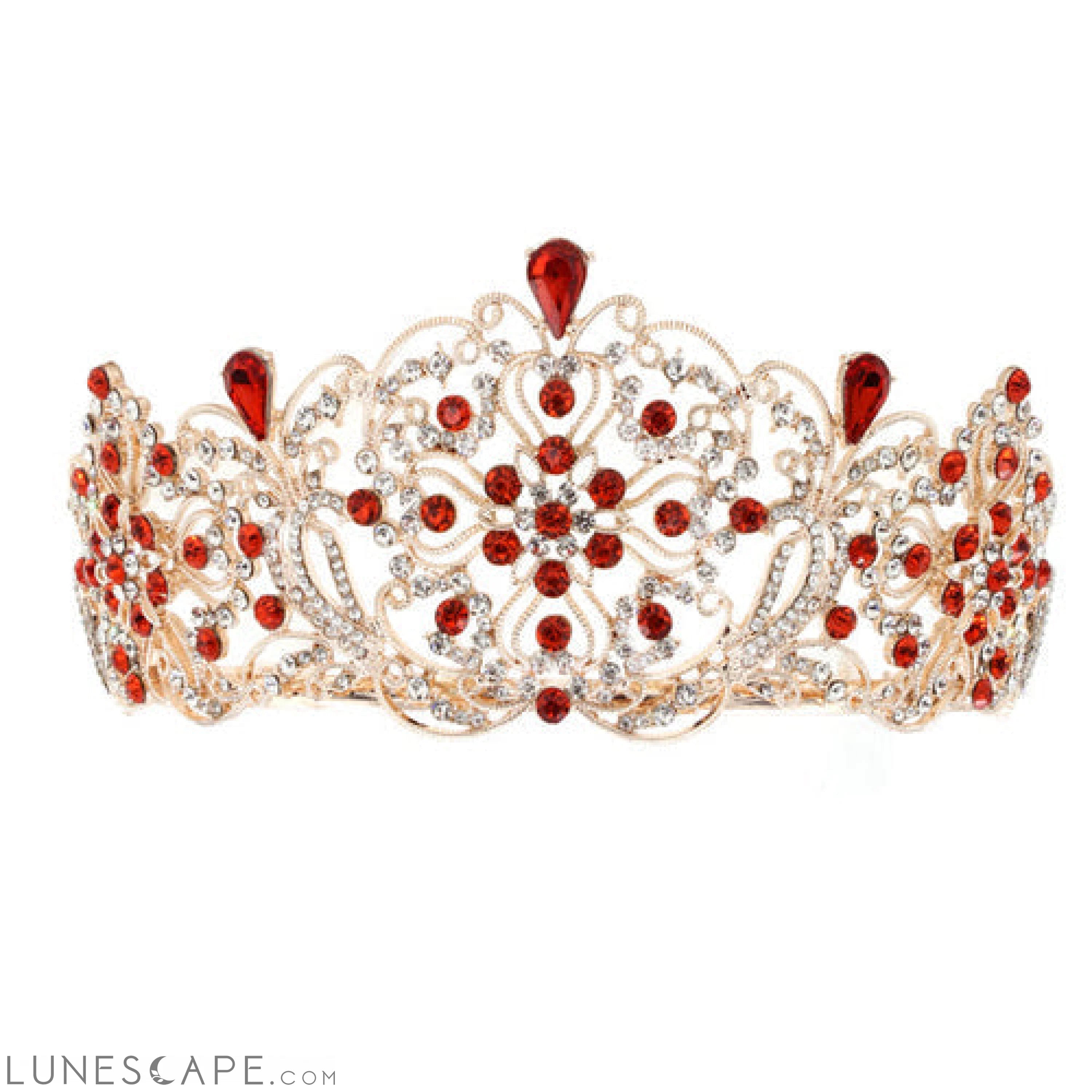 Elegant Crystal Embellished Crown Tiara LUNESCAPE