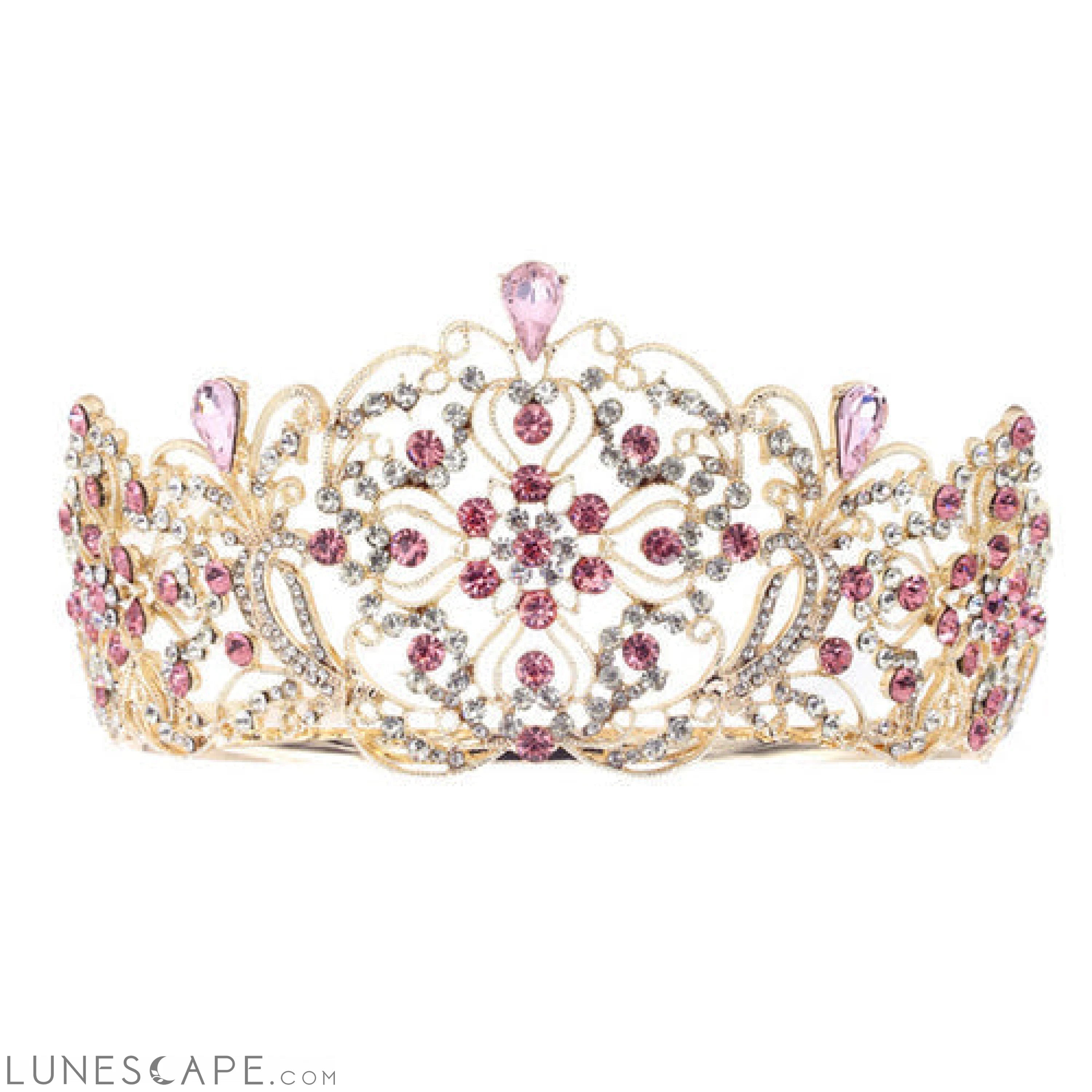 Elegant Crystal Embellished Crown Tiara LUNESCAPE