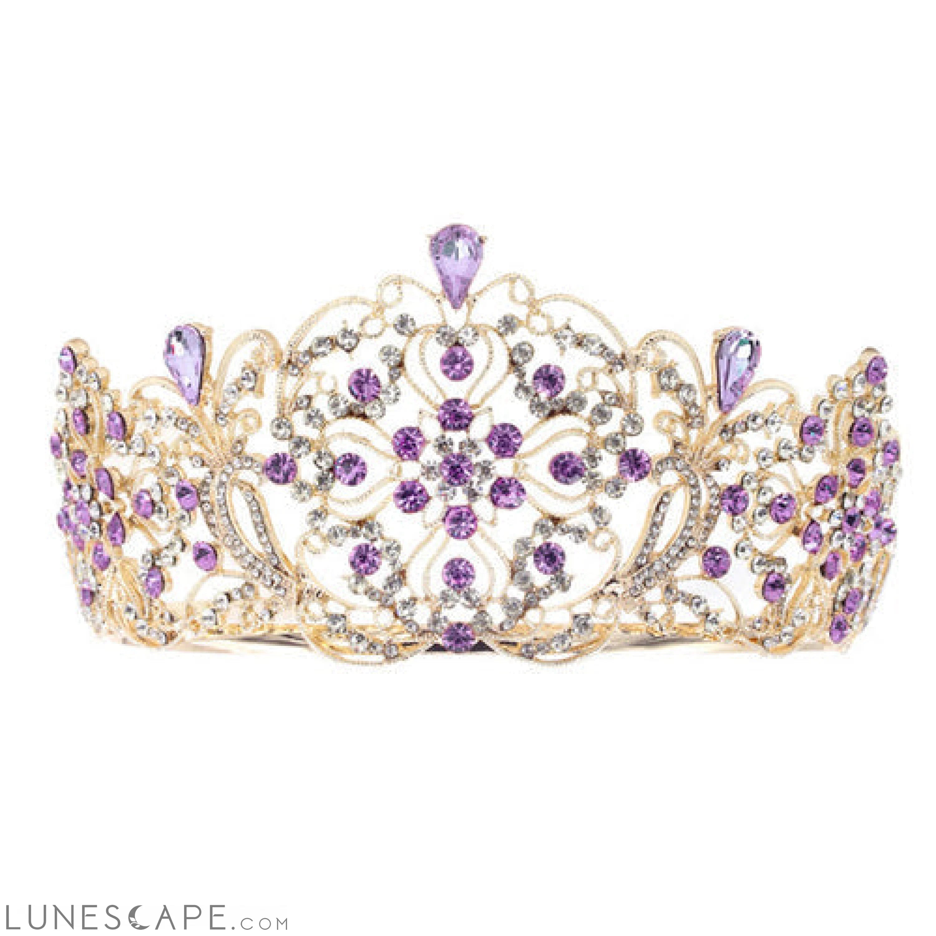 Elegant Crystal Embellished Crown Tiara LUNESCAPE