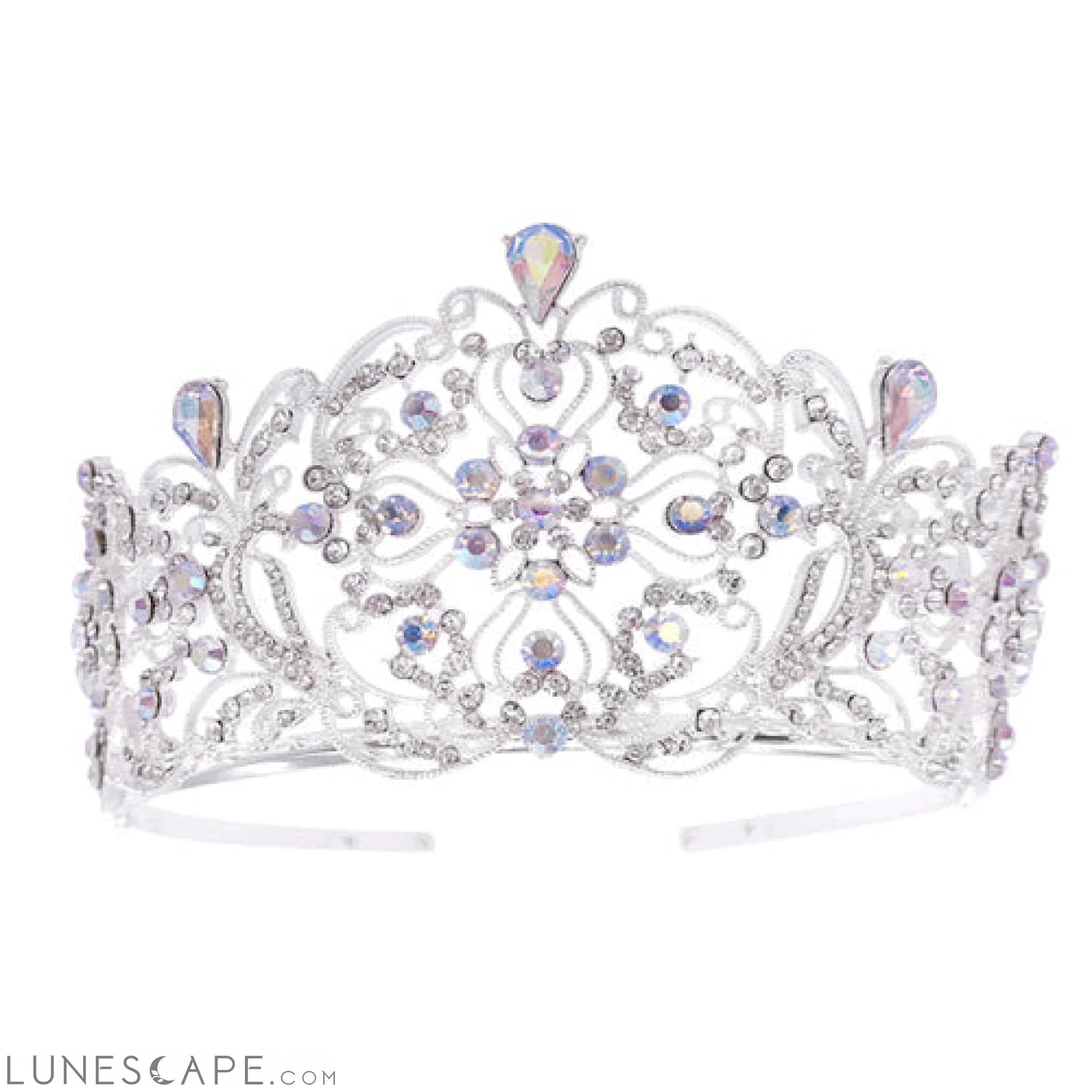 Elegant Crystal Embellished Crown Tiara LUNESCAPE