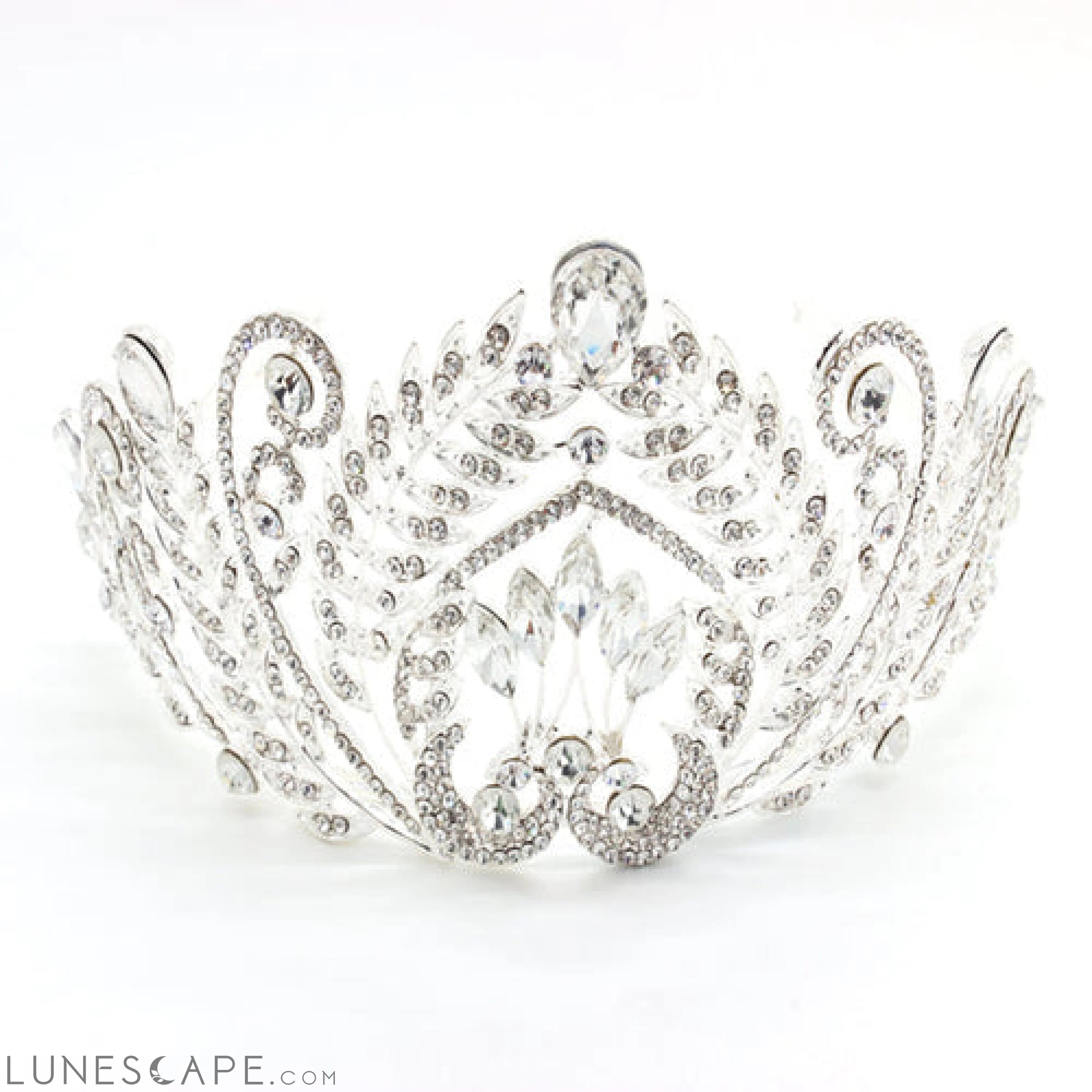 Elegant Crystal Leaf Motif Crown Tiara LUNESCAPE