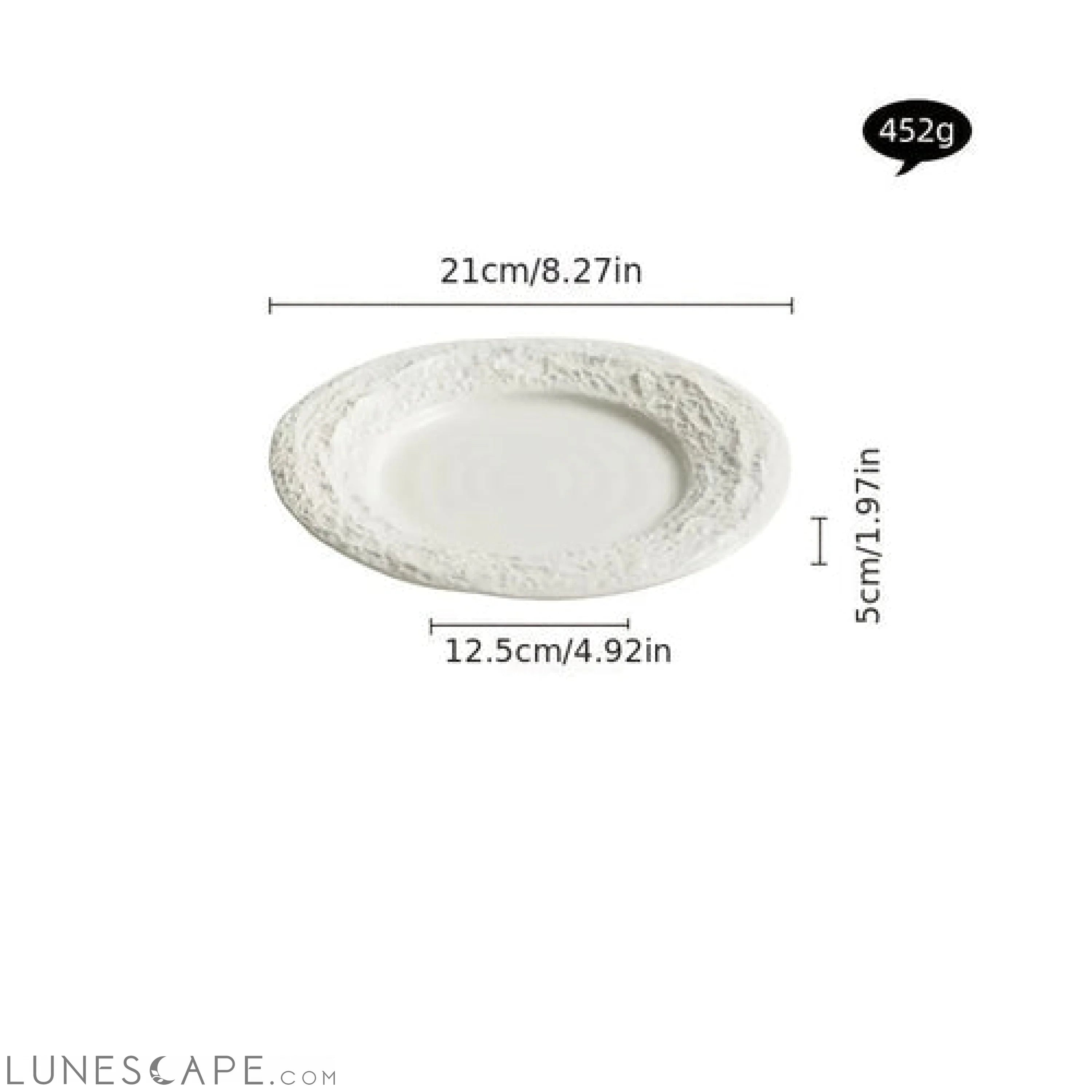 Elegant European Ceramic Dinner Plate with Relief Pattern LUNESCAPE