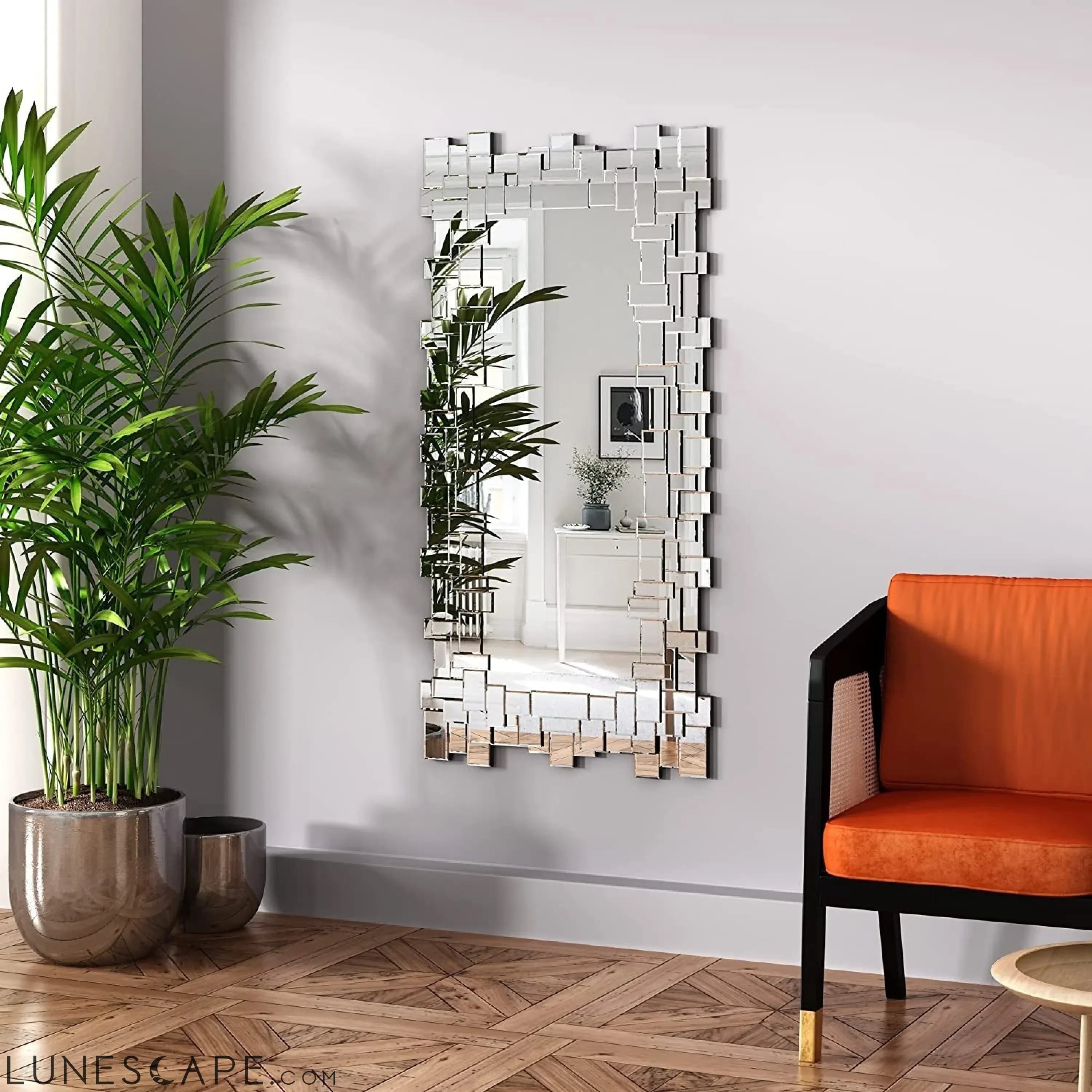 Elegant Frameless Decorative Rectangle Wall Mirror - Stylish Full LUNESCAPE