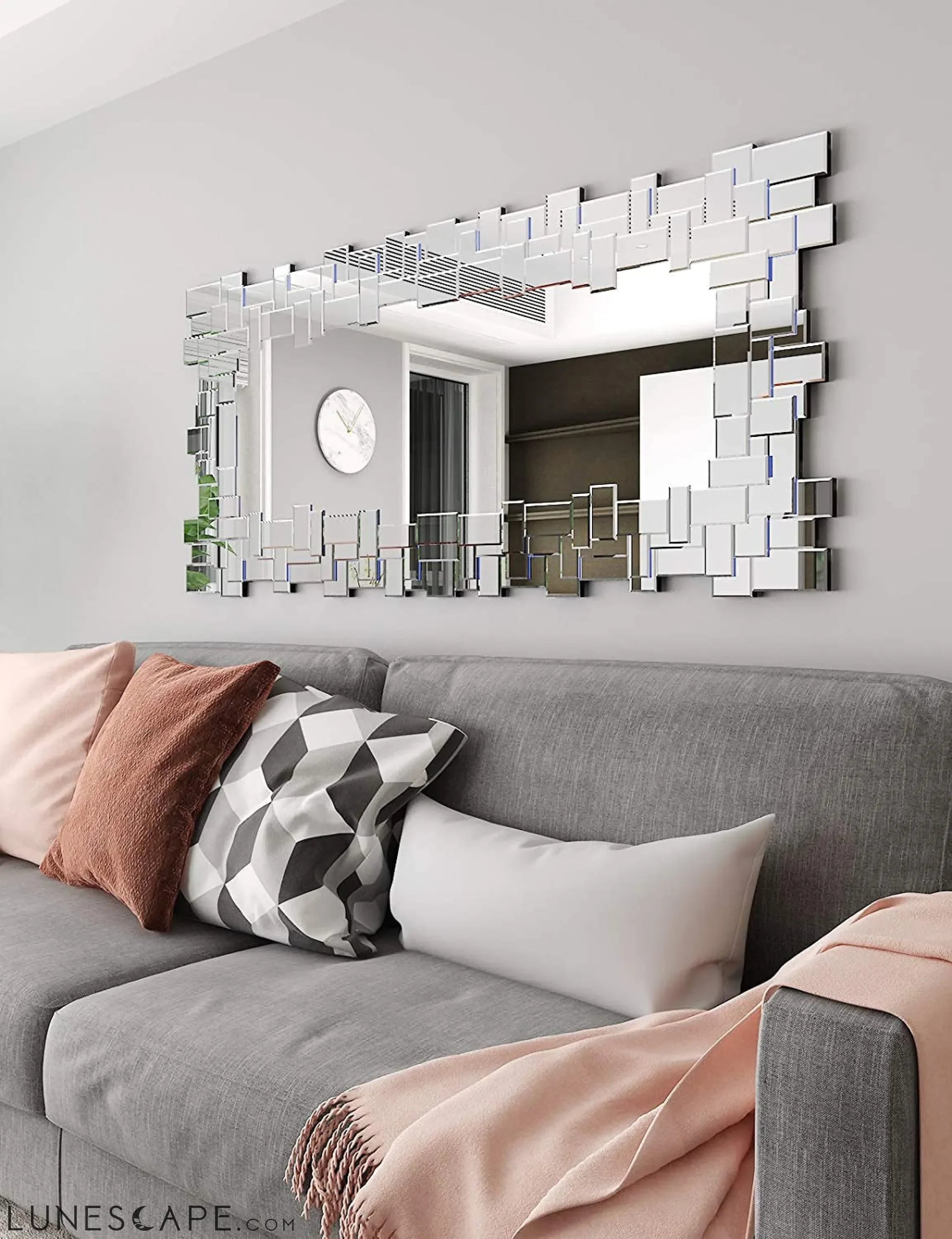 Elegant Frameless Decorative Rectangle Wall Mirror - Stylish Full LUNESCAPE